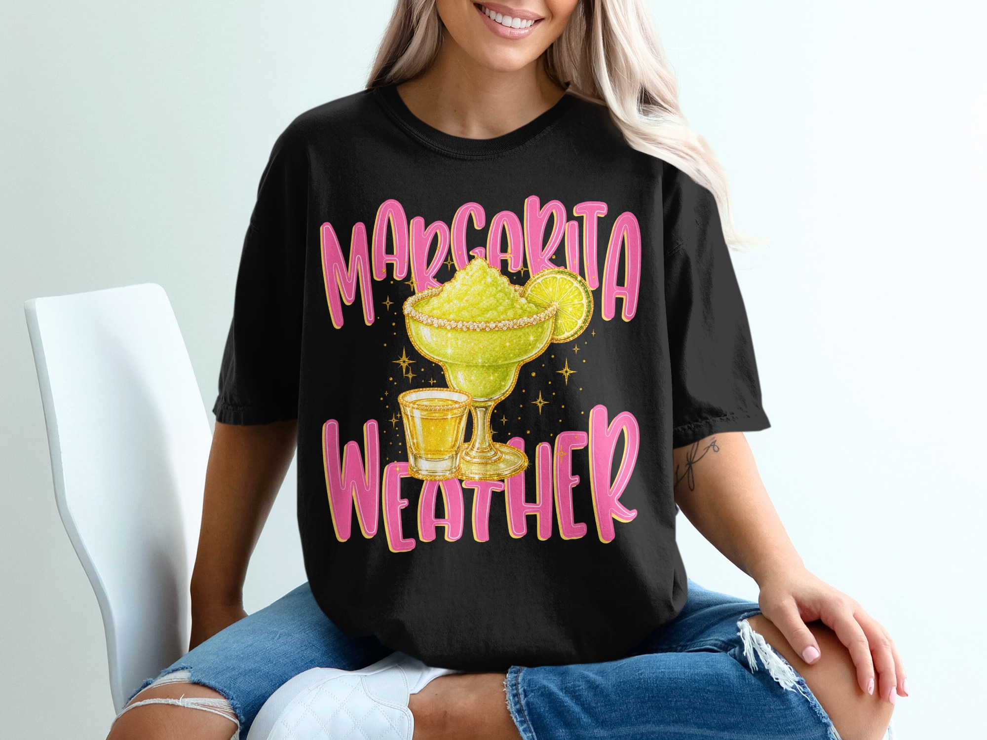 Margarita Weather T-Shirt, Sparkling Cocktail Tee, Girls Trip Shirt, Summer Party Top, Bachelorette Party Gift for Her, Fun Vacation Apparel - Image 8