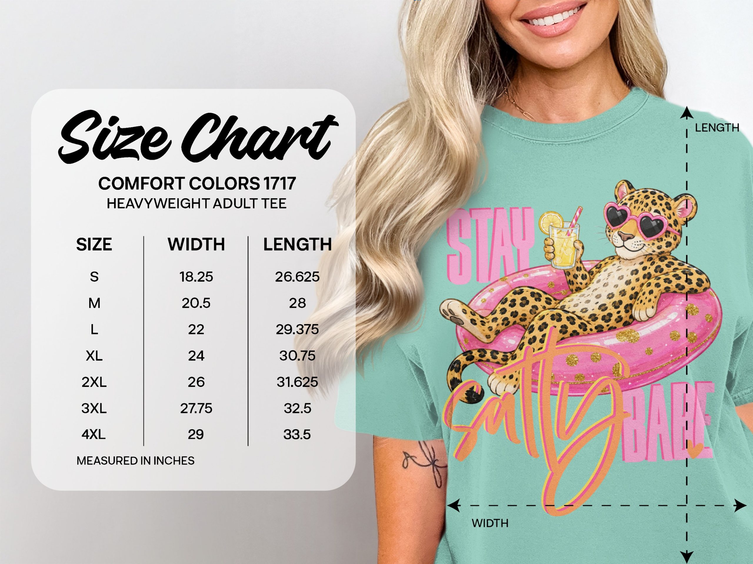 Stay Salty Babe T-Shirt, Sassy Leopard Print Tee, Summer Vacation Shirt for Women, Heart Sunglasses Graphic Beach Top, Fun Pool Party Gift - Image 4