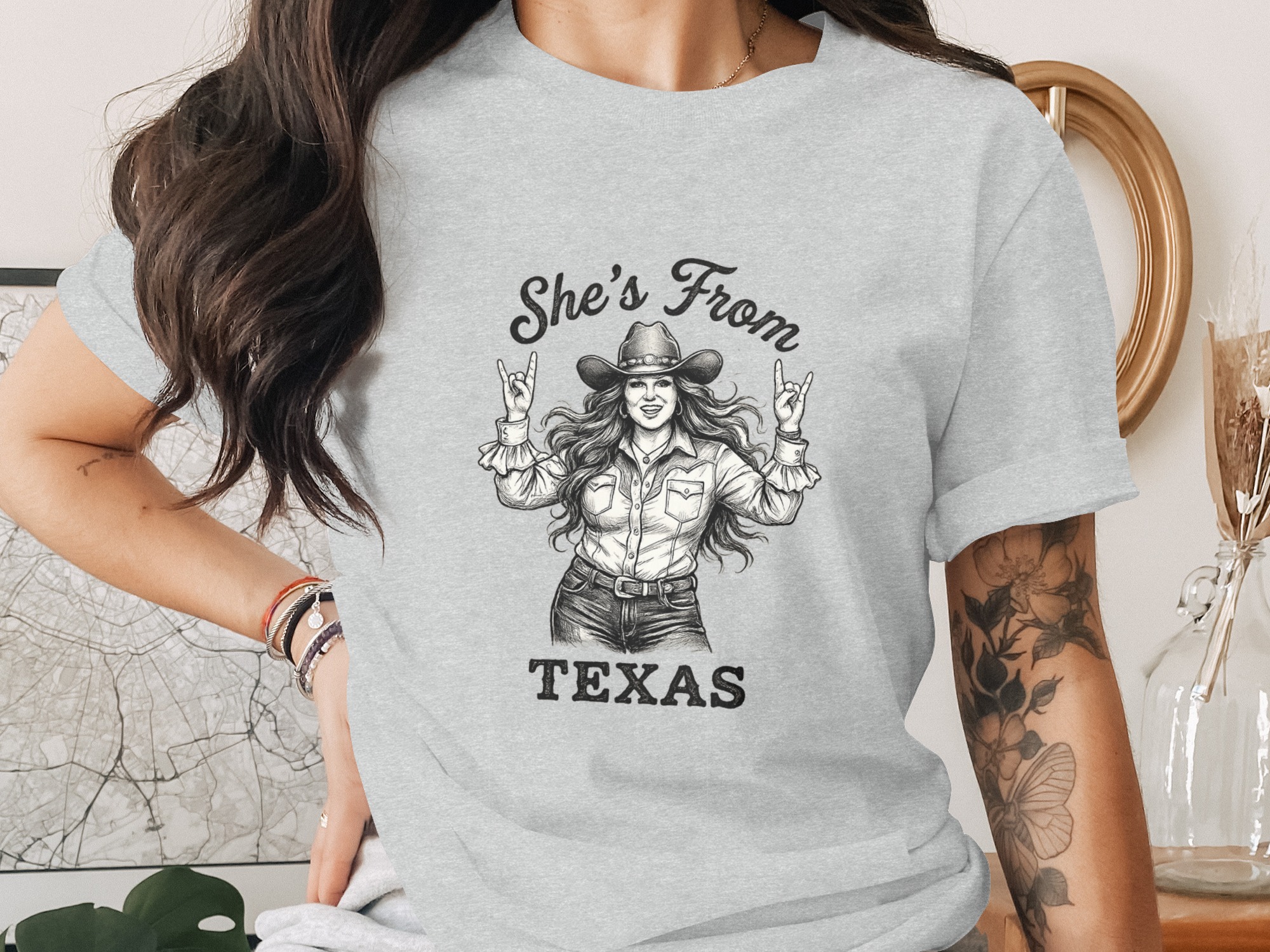 She's From Texas T-Shirt | Cowgirl Rock and Roll Tee | Southern Pride Gift for Her | Texas Girl Shirt | Nashville Concert Outfit | Rodeo - Image 2