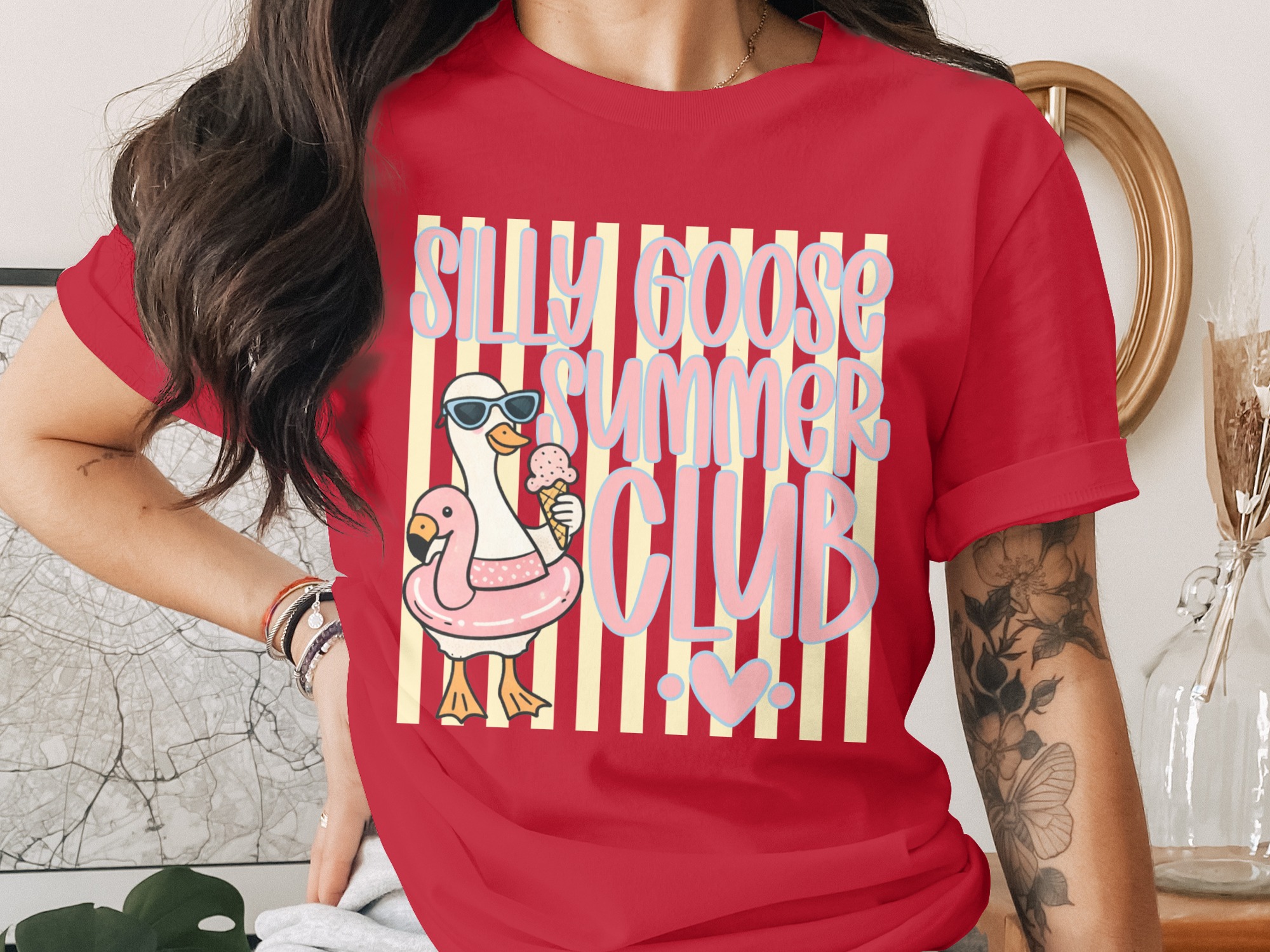 Silly Goose Summer Club Retro Fun T-Shirt - Image 2