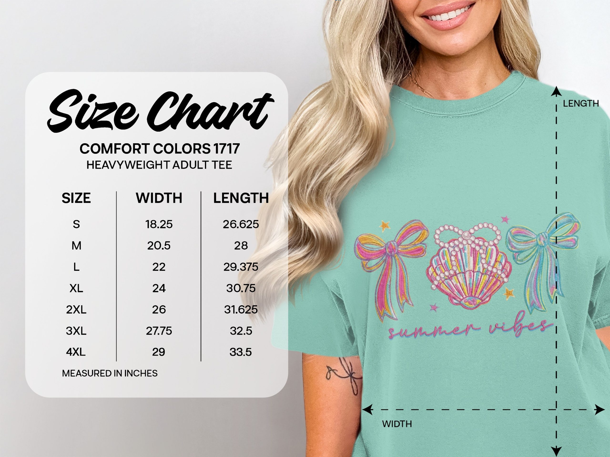 Summer Vibes Seashell T-Shirt, Coquette Bow & Faux Pearl Mermaidcore Aesthetic Tee, Pastel Girly Beach Vacation Shirt, Y2K Style Gift For - Image 4