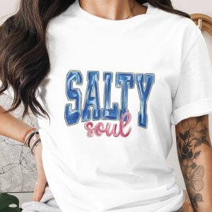 Salty Soul T-Shirt, Beach Lover Coastal Vibe Tee, Preppy Summer Vacation Shirt, Humorous Gift for Her, Girls Trip, Bachelorette Party Tee