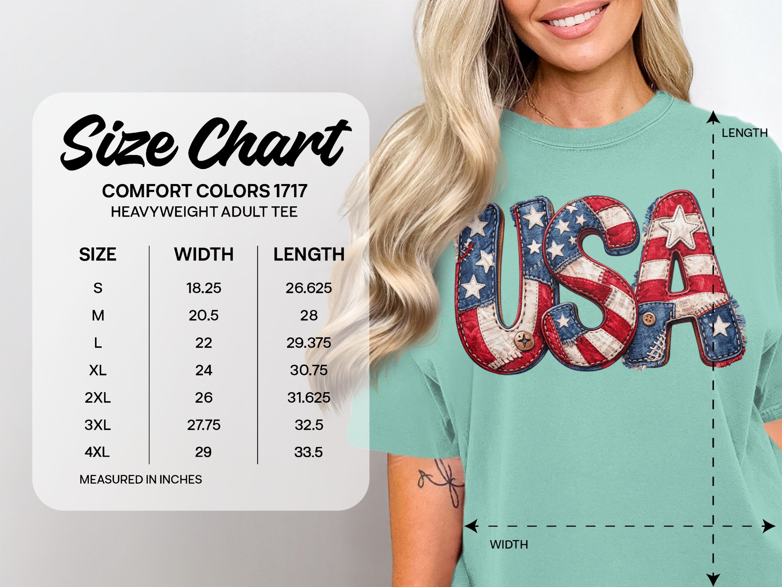 Patriotic USA T-Shirt, Faux Patchwork American Flag Tee, Rustic Country Star Stripes Top, 4th of July Celebration Shirt, Americana Gift - Image 4