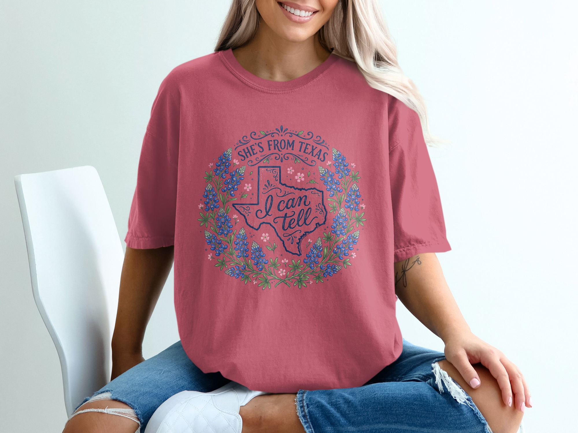 She's From Texas T-Shirt, Texas Bluebonnet Tee, Texas Girl Shirt, State Pride Apparel, Botanical Texas Gift - Image 15