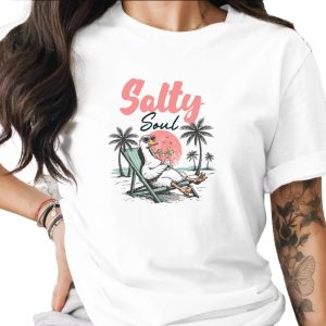 Comfort Colors® Salty Soul T-Shirt, Funny Duck Beach Vacation Tee, Coastal Summer Aesthetic Shirt, Retro Goose Lover Gift
