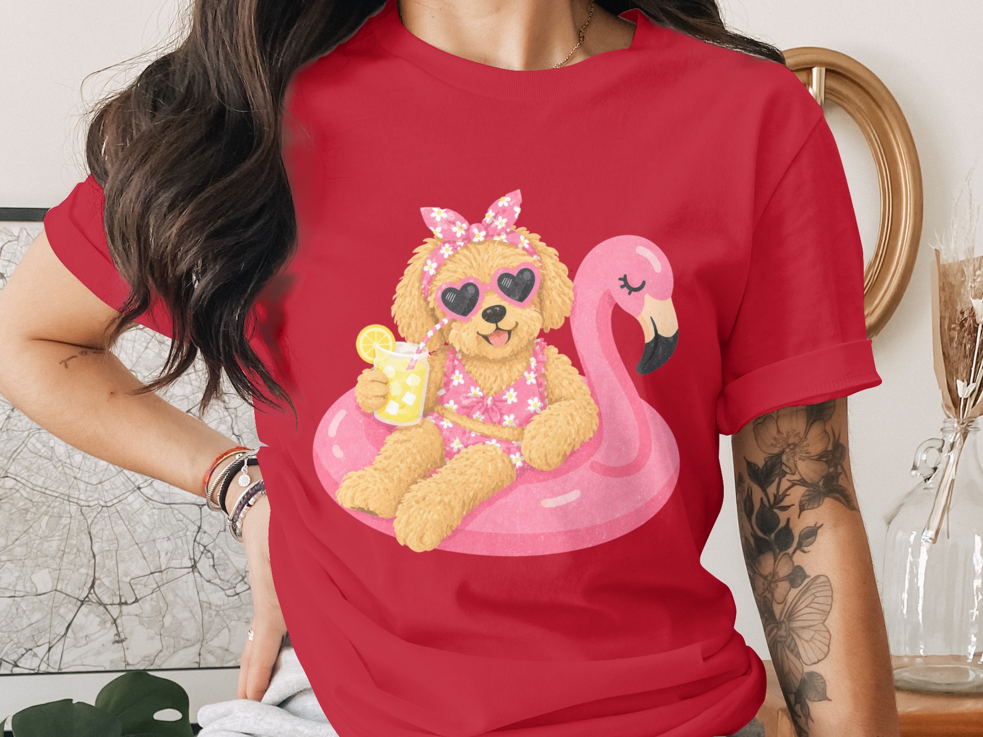 Happy Dog Flamingo Float Summer T-Shirt - Image 2