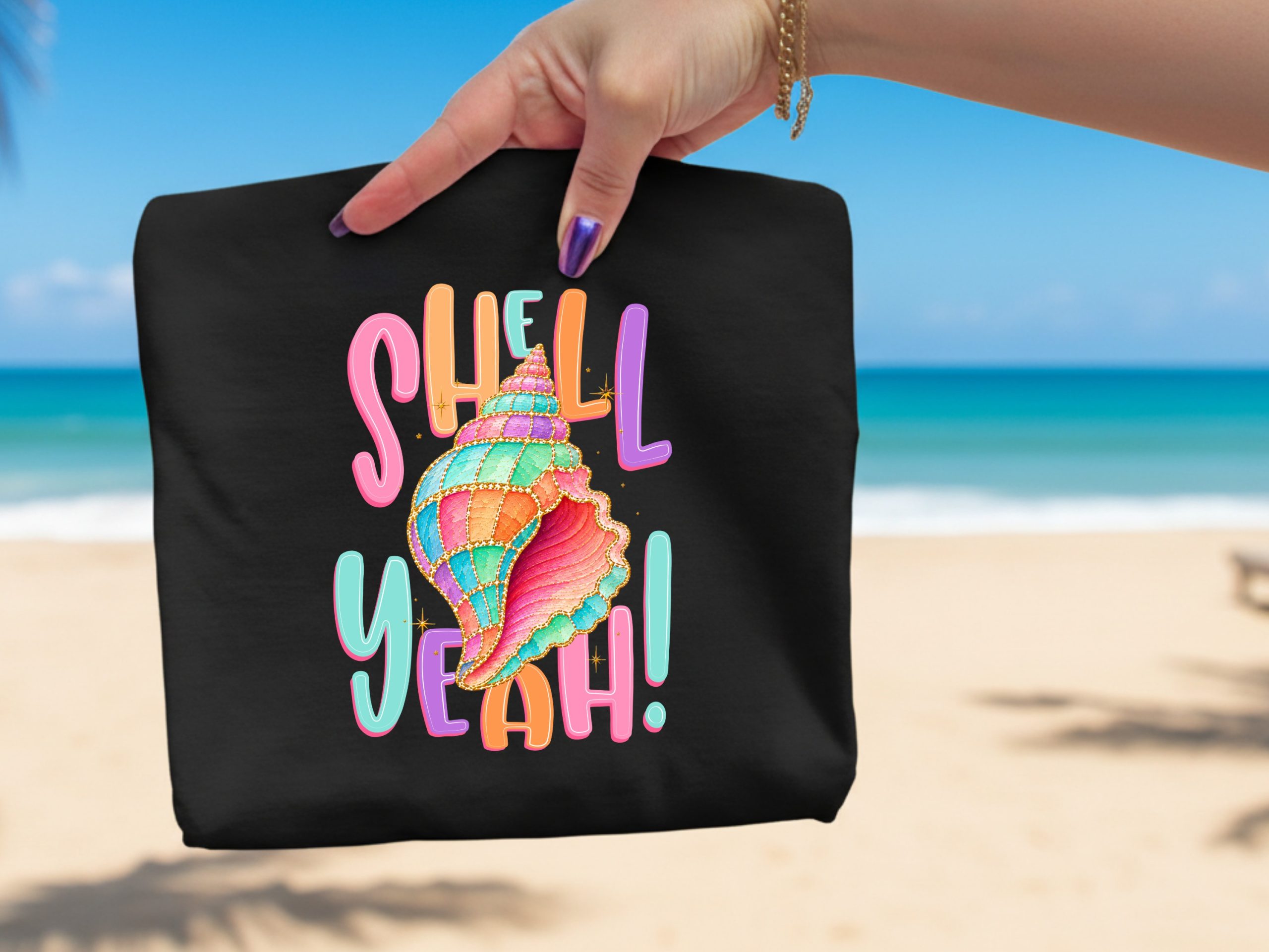 Shell Yeah T-Shirt, Funny Seashell Shirt, Pastel Ocean Beach Tee, Cute Vacation Top, Mermaid Core Style Gift for Her - Image 2