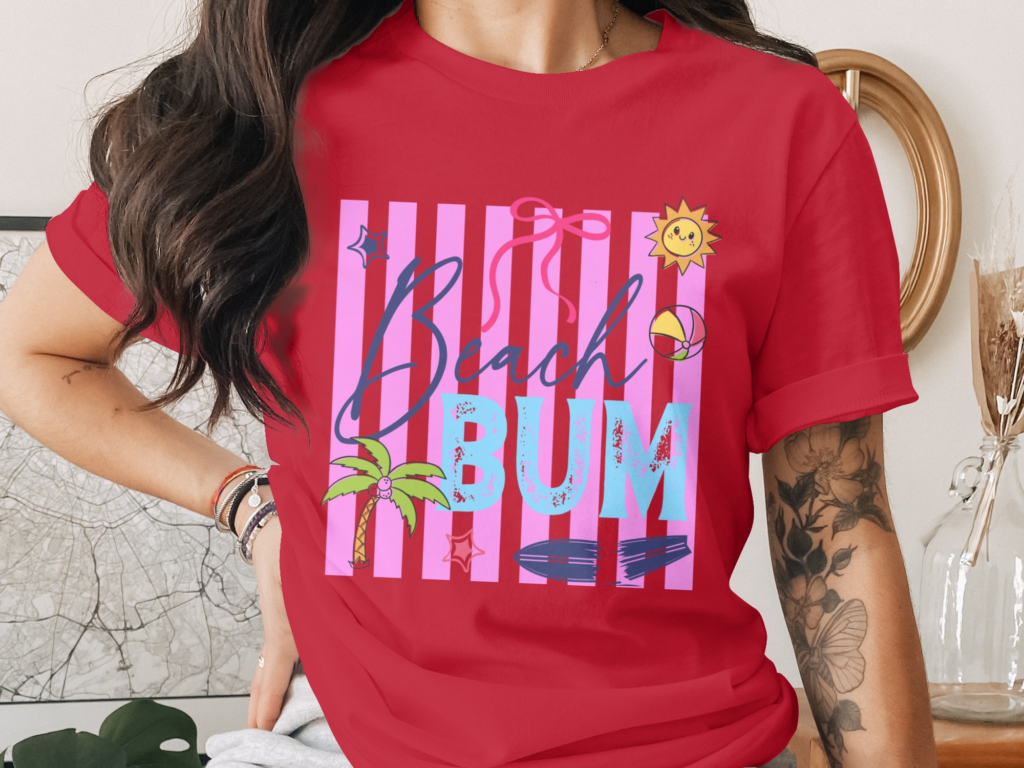 Beach Bum T-Shirt | Retro Summer Vacation Shirt for Women | Cute Beach Lover Tee | Girls Trip Gift Idea | Fun Ocean Vibe Apparel - Image 4
