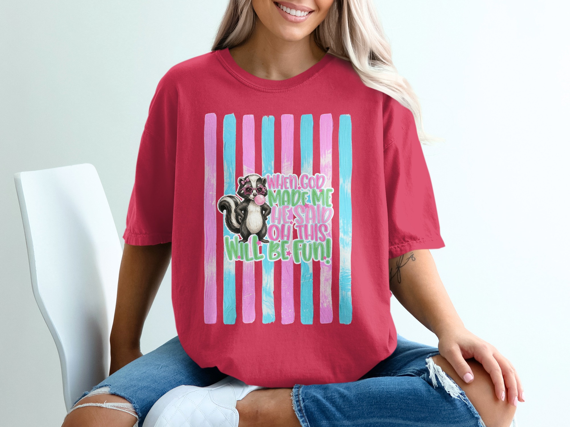 Comfort Colors ® Sassy Skunk T-Shirt, Funny Animal Quote Tee, Bubblegum Star Glasses, Cute Skunk Lover Gift, Whimsical Graphic Shirt - Image 14