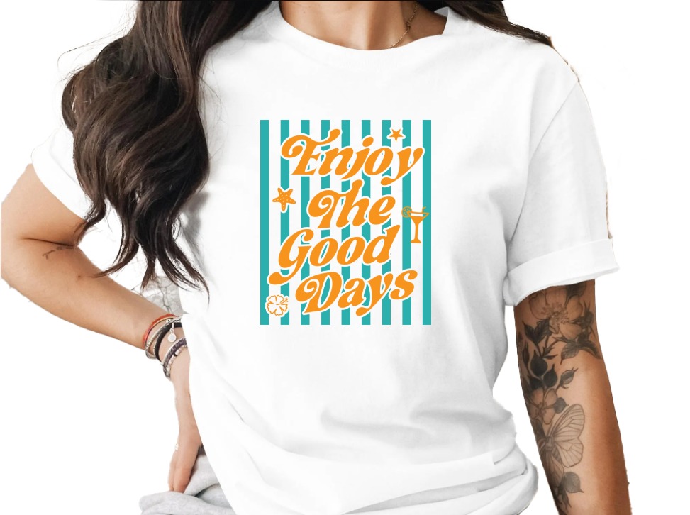 Enjoy The Good Days T-Shirt | Retro Summer Beach Vacation Tee | Positive Coastal Vibe Graphic Top | Gift for Her