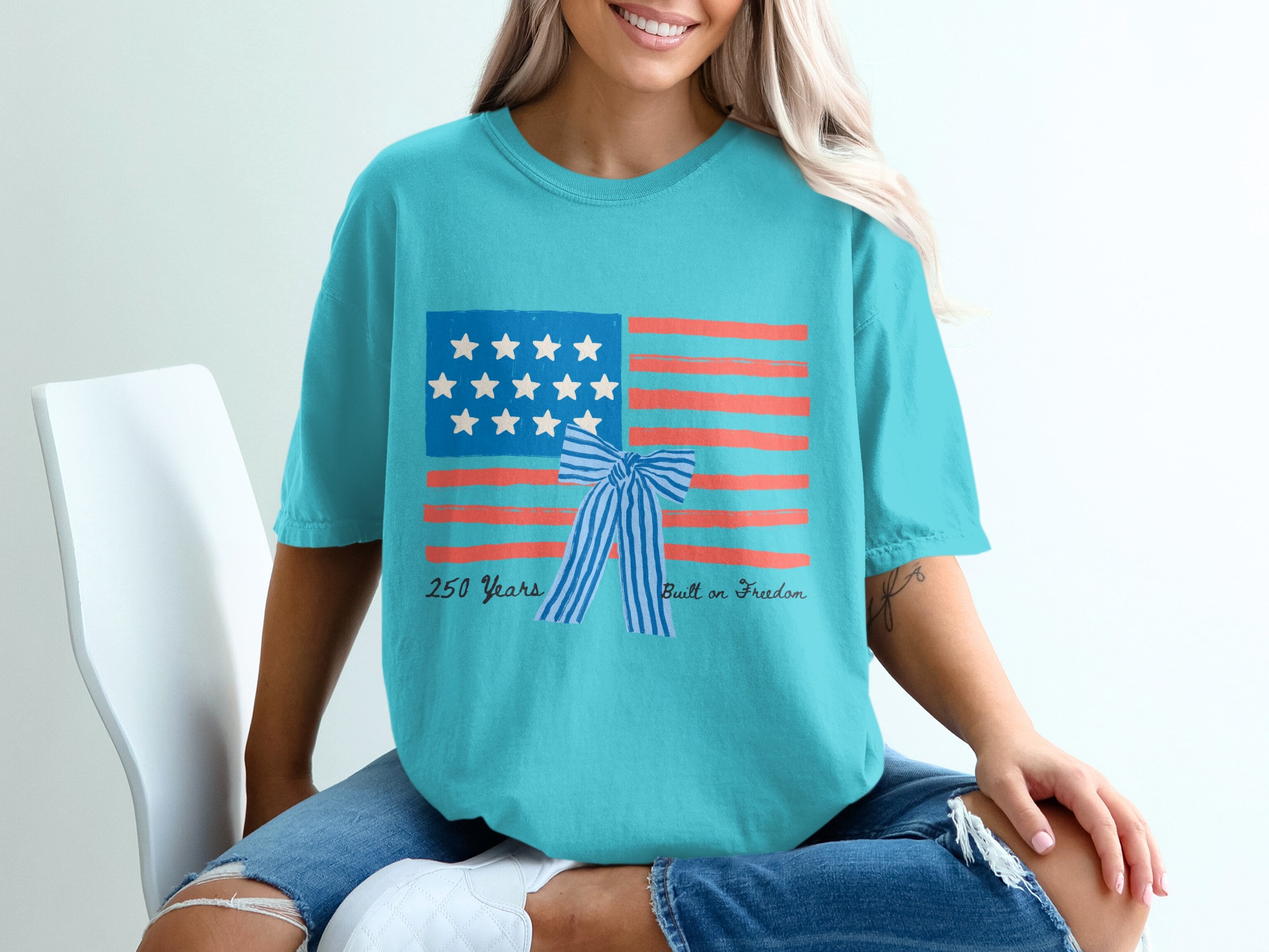 250 Years Built on Freedom American Flag T-Shirt, Patriotic Independence Day USA Tee, Heritage Anniversary Shirt Gift - Image 9