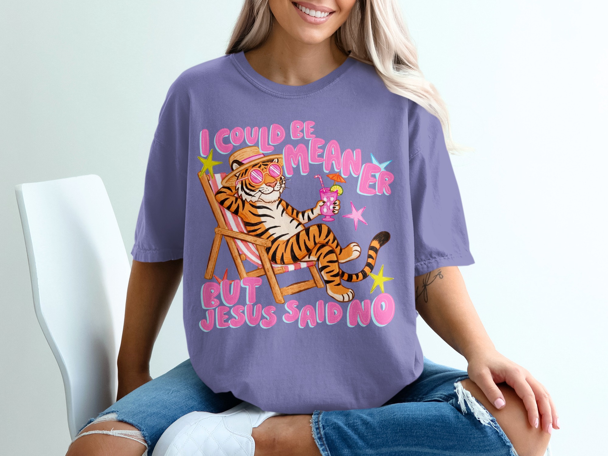 Sarcastic Jesus Said No T-Shirt, Funny Christian Meme Tee, Chill Tiger Vacation Shirt, Witty Faith Humor Gift, Bible Quote Tee - Image 13