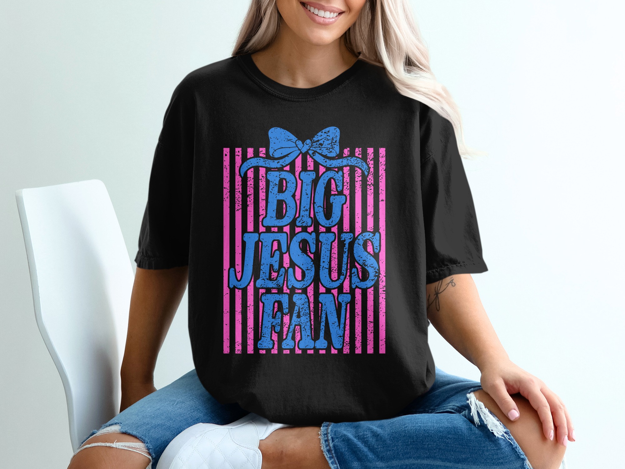Comfort Colors® Big Jesus Fan T-Shirt, Christian Faith Shirt, Religious Gift for Her, Cute Jesus Tee, Church Outfit, Easter Shirt, Spiritual - Image 8