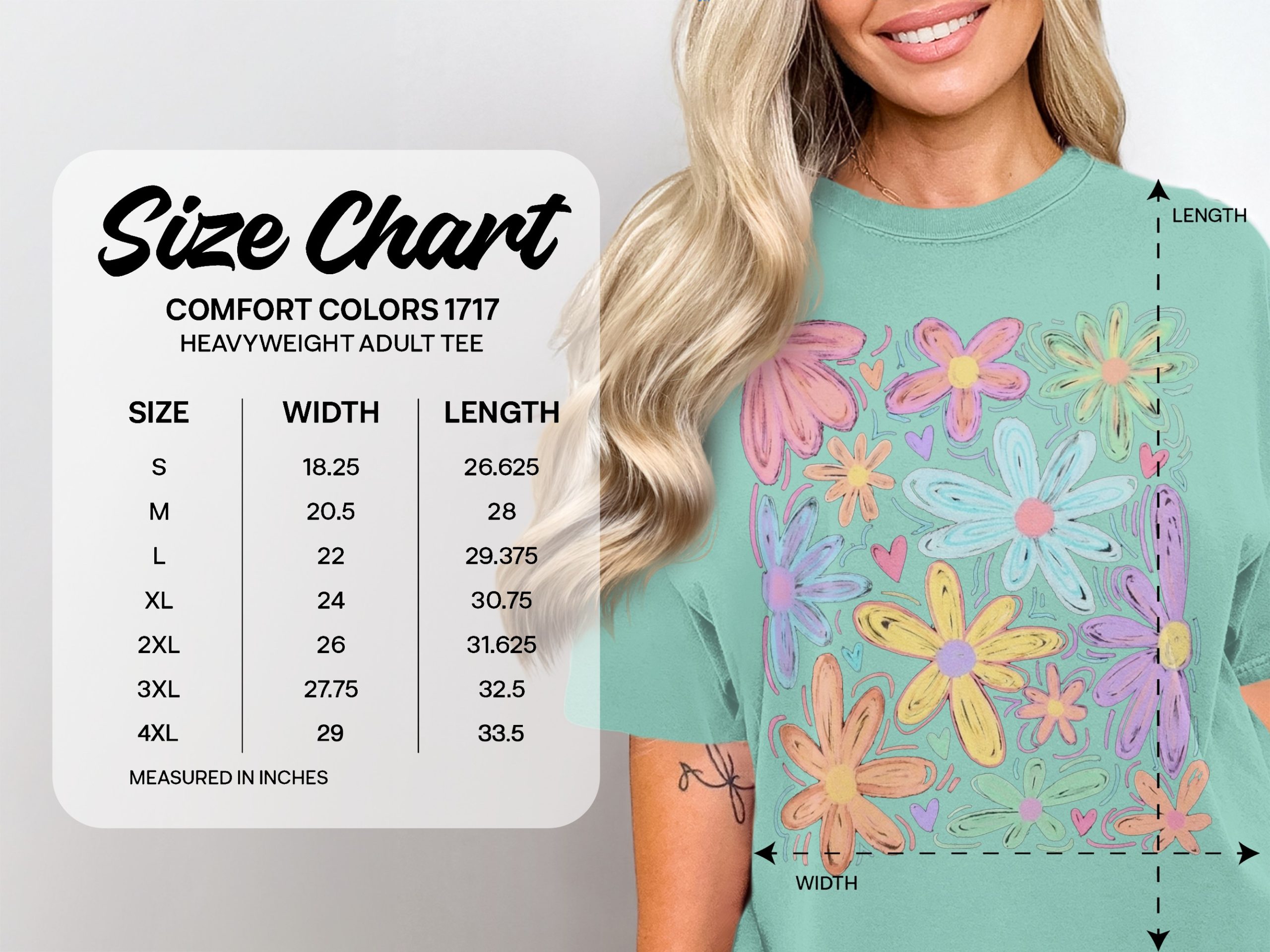 Comfort Colors® Pastel Floral T-Shirt, Whimsical Doodle Flower Tee, Soft Aesthetic Spring Summer Shirt, Happy Boho Gift for Her - Image 6