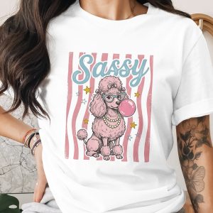 Sassy Pink Poodle T-Shirt, Retro Bubble Gum Poodle Tee, Vintage Dog Lover Gift, Cute Dog Mom Shirt for Her