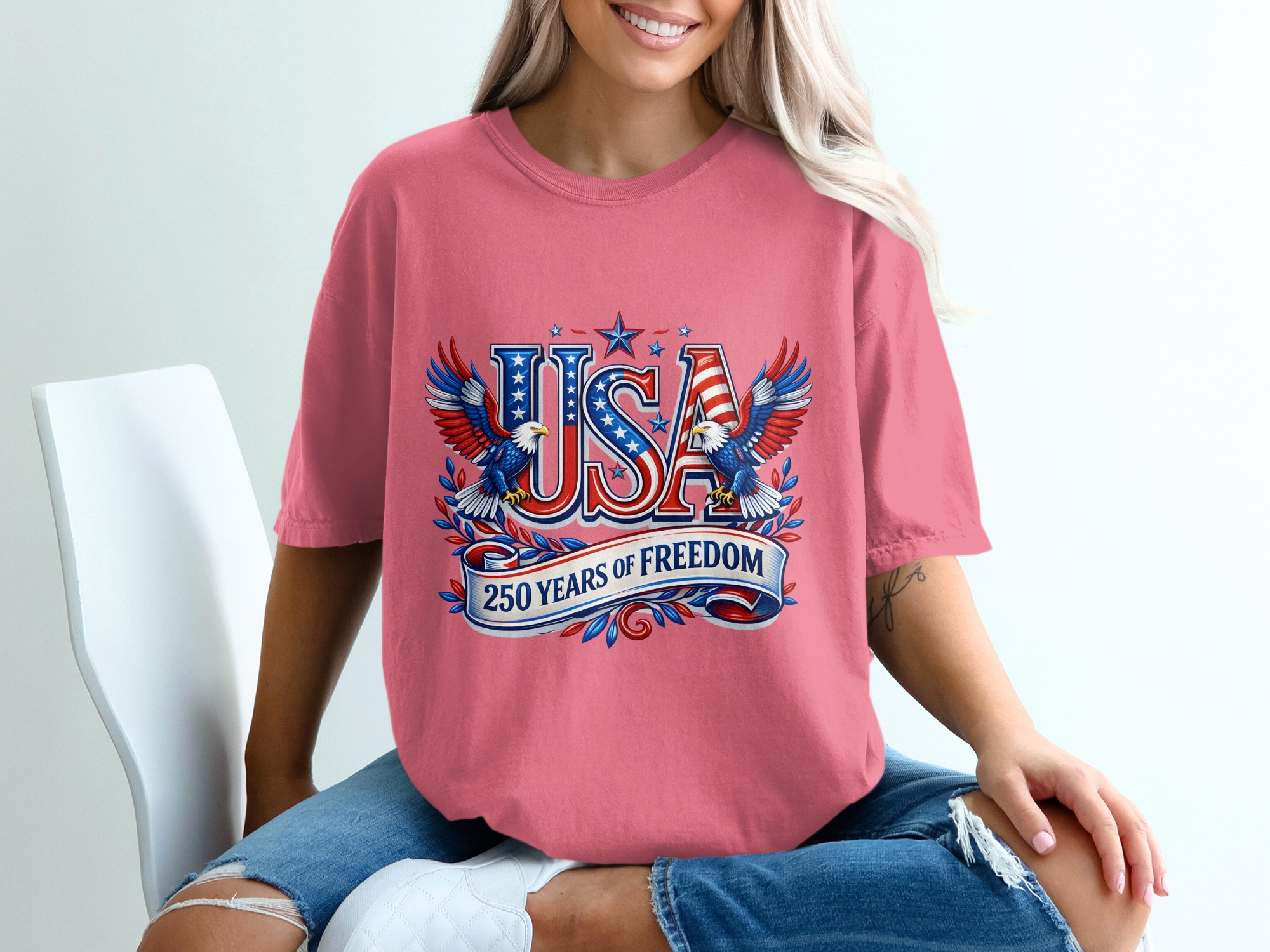 Patriotic USA 250 Years of Freedom T-Shirt | American Eagle Fourth of July Tee | US History Shirt Gift - Image 16