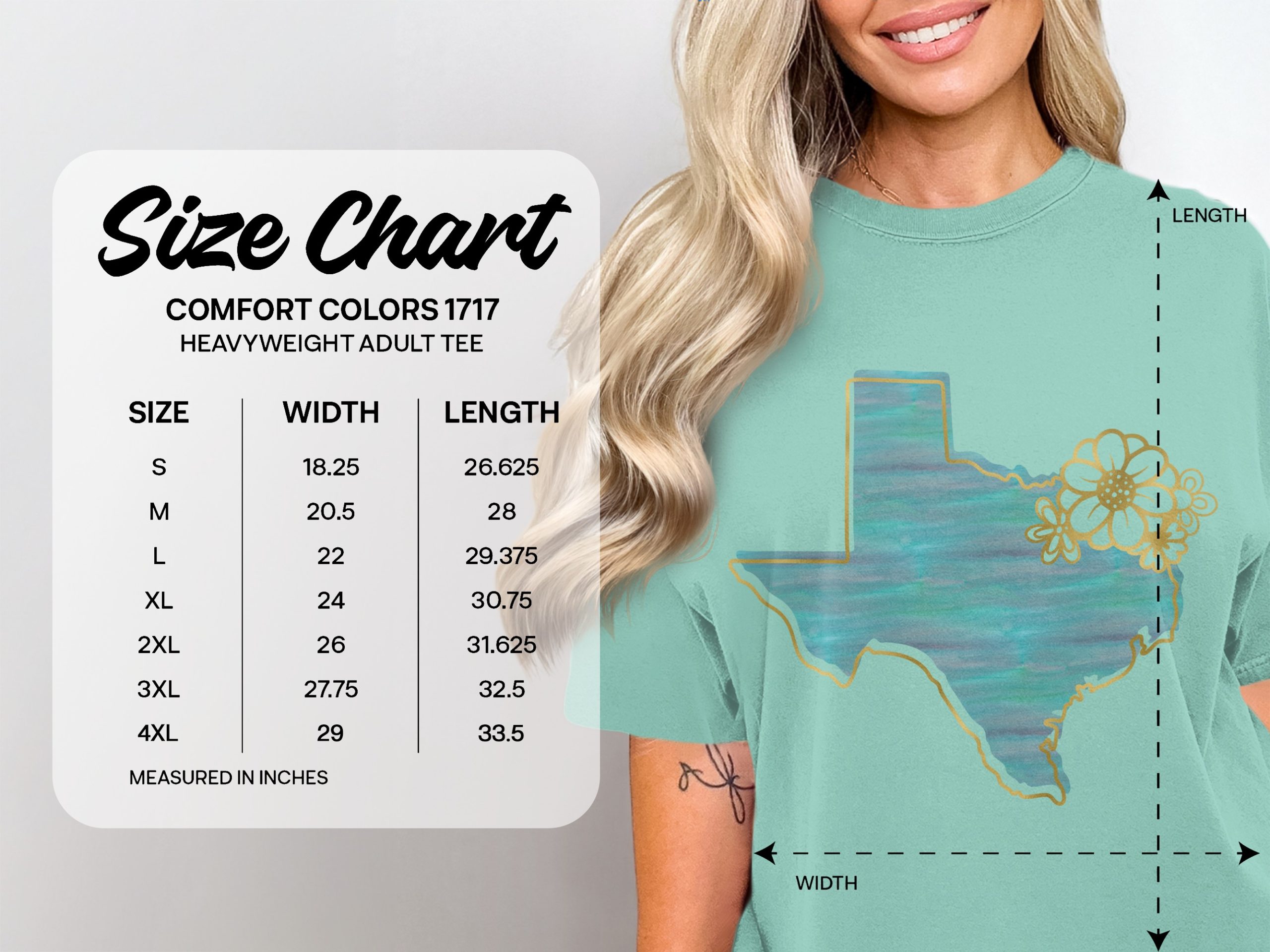 Texas Watercolor T-Shirt | Faux Gold Floral Texas Tee | Boho Texas State Pride Shirt for Her | Aesthetic Texan Gift - Image 5