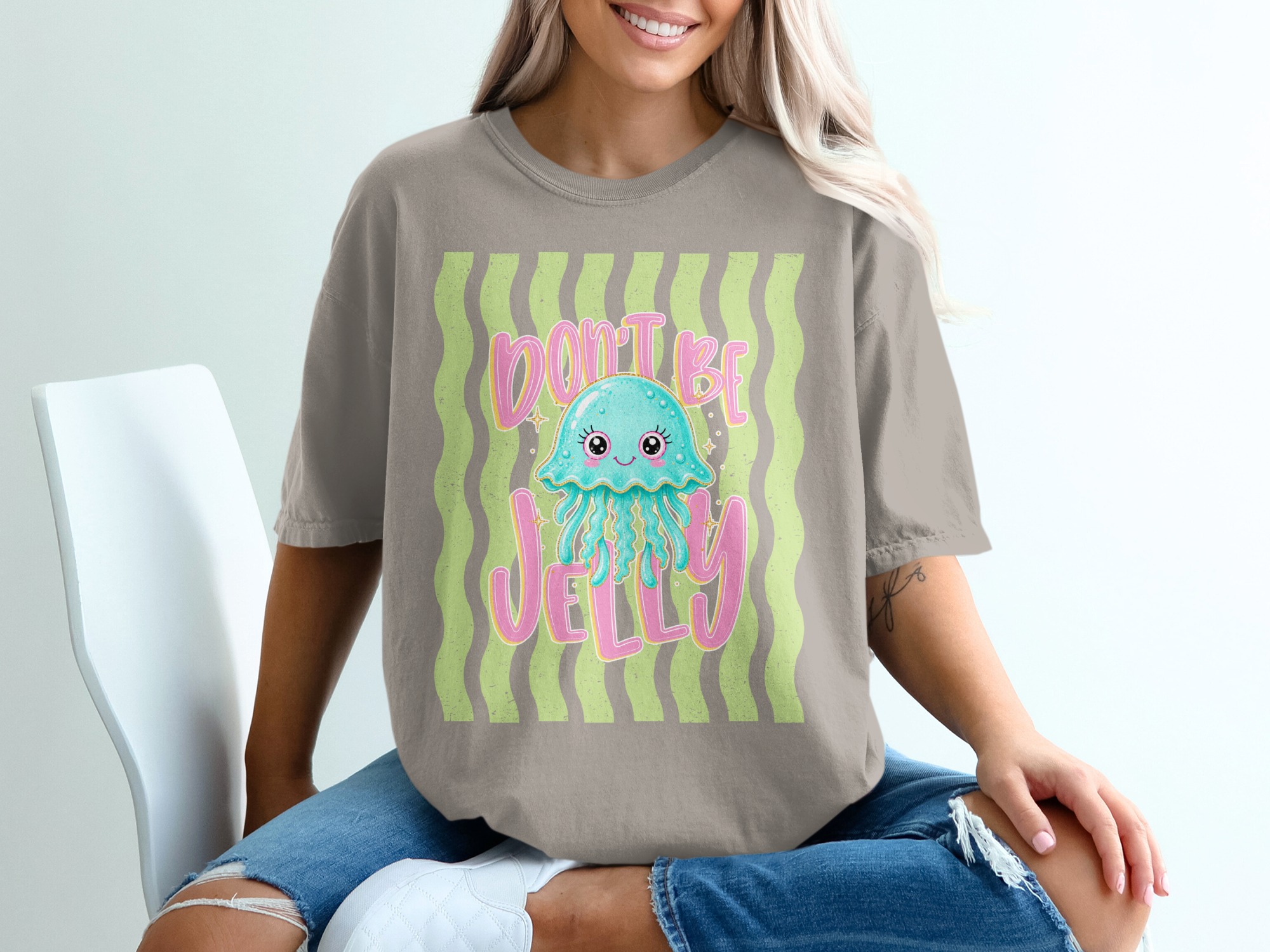 Comfort Colors® Don't Be Jelly T-Shirt, Cute Jellyfish Tee, Funny Ocean Pun Shirt, Summer Vacation Aesthetic, Kawaii Sea Creature Gift - Image 11