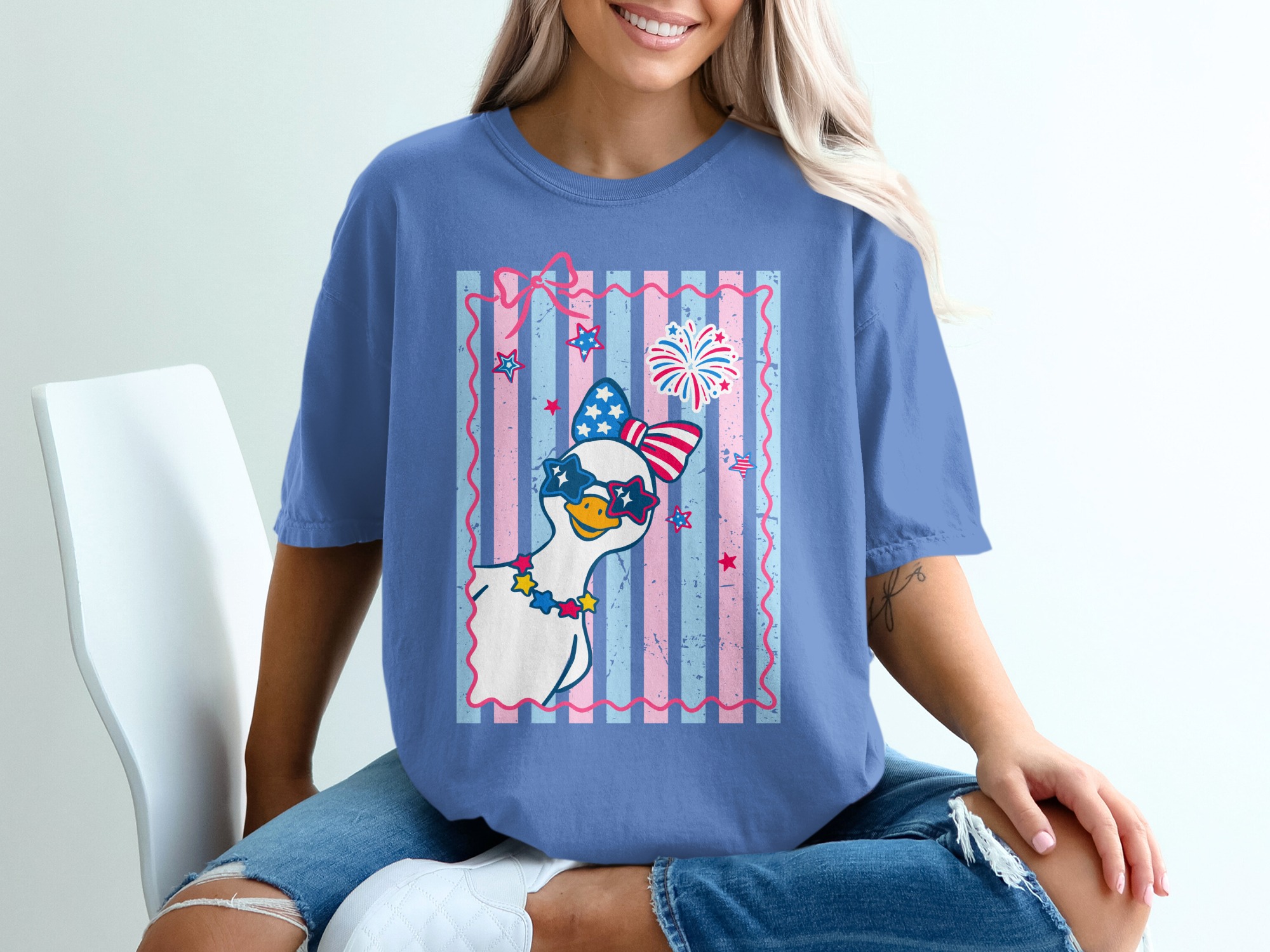 Comfort Colors® Cute Patriotic Goose T-Shirt, July 4th Duck Tee, USA Flag Sunglasses Summer Party Top, Independence Day Gift for Her - Image 20