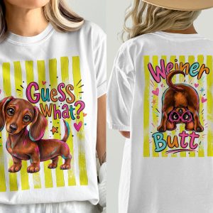 Funny Dachshund T-Shirt, Comfort Colors ® Guess What Dog Tee, Cute Puppy Lover Gift, Weiner Dog Mom Shirt, Vibrant Pet Owner Top