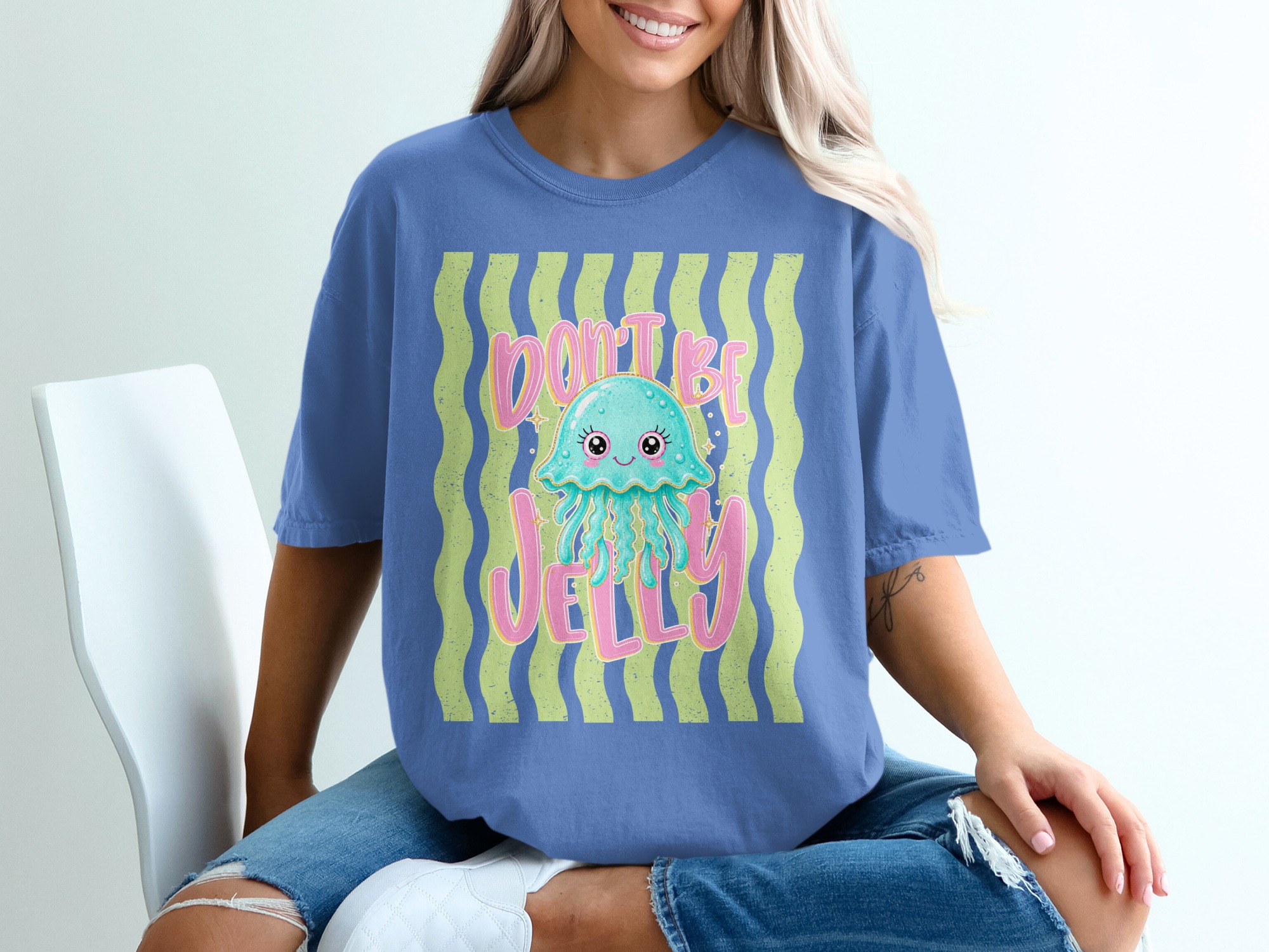 Comfort Colors® Don't Be Jelly T-Shirt, Cute Jellyfish Tee, Funny Ocean Pun Shirt, Summer Vacation Aesthetic, Kawaii Sea Creature Gift - Image 20