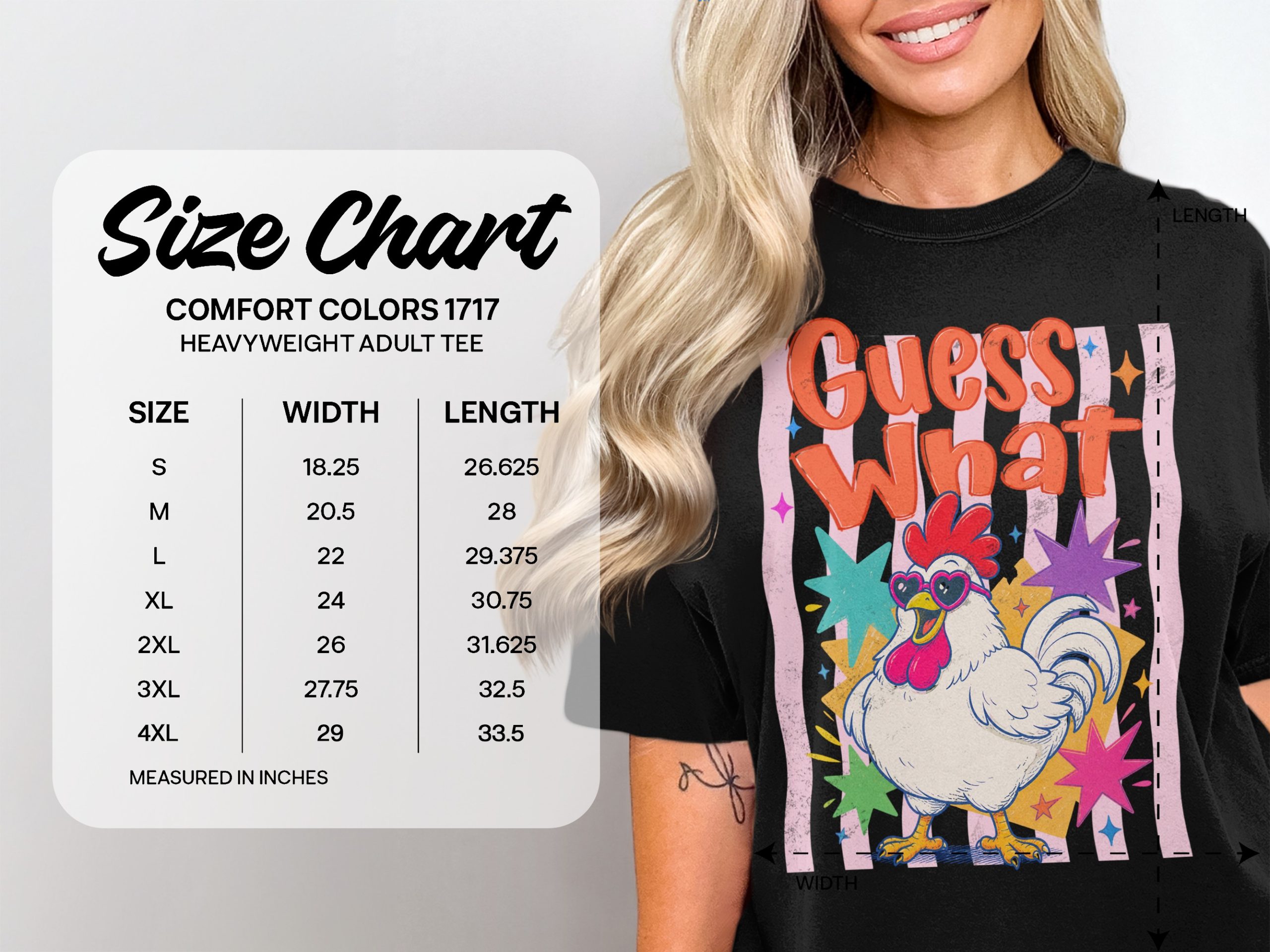 Funny Chicken Butt T-Shirt, Comfort Colors 1717®, Guess What Graphic Tee, Rooster Shirt, Front and Back Design, Farm Humor Gift - Image 4