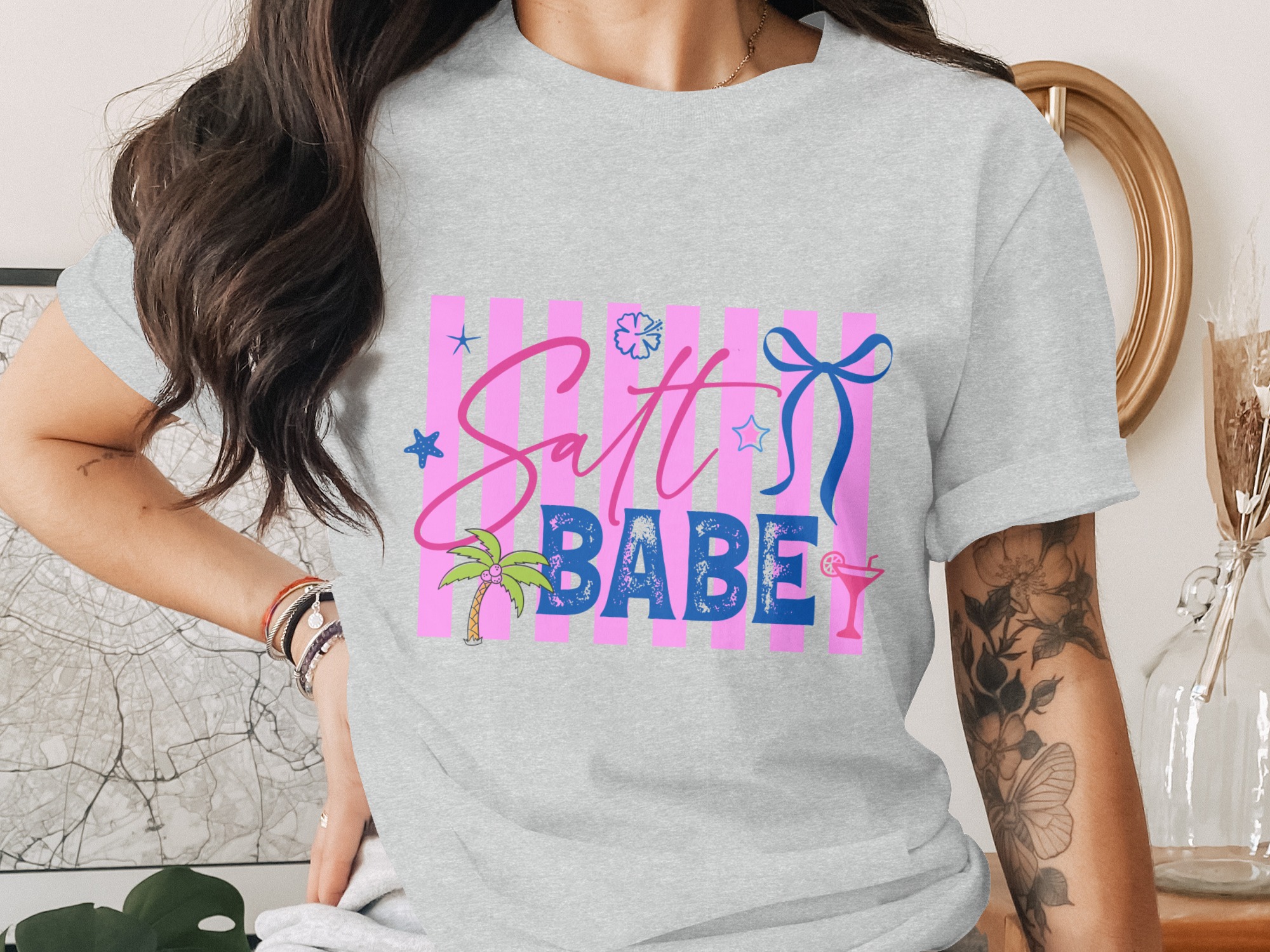 Salt Babe T-Shirt, Beach Lover Gift, Trendy Summer Vacation Tee, Coastal Cowgirl Vibe, Tropical Resort Wear Shirt for Her - Image 2