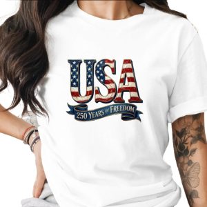 USA 250 Years of Freedom T-Shirt, Patriotic American Anniversary Tee, Vintage Flag Design, Independence Day Gift, Freedom Celebration Shirt