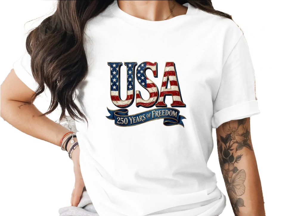 USA 250 Years of Freedom T-Shirt, Patriotic American Anniversary Tee, Vintage Flag Design, Independence Day Gift, Freedom Celebration Shirt