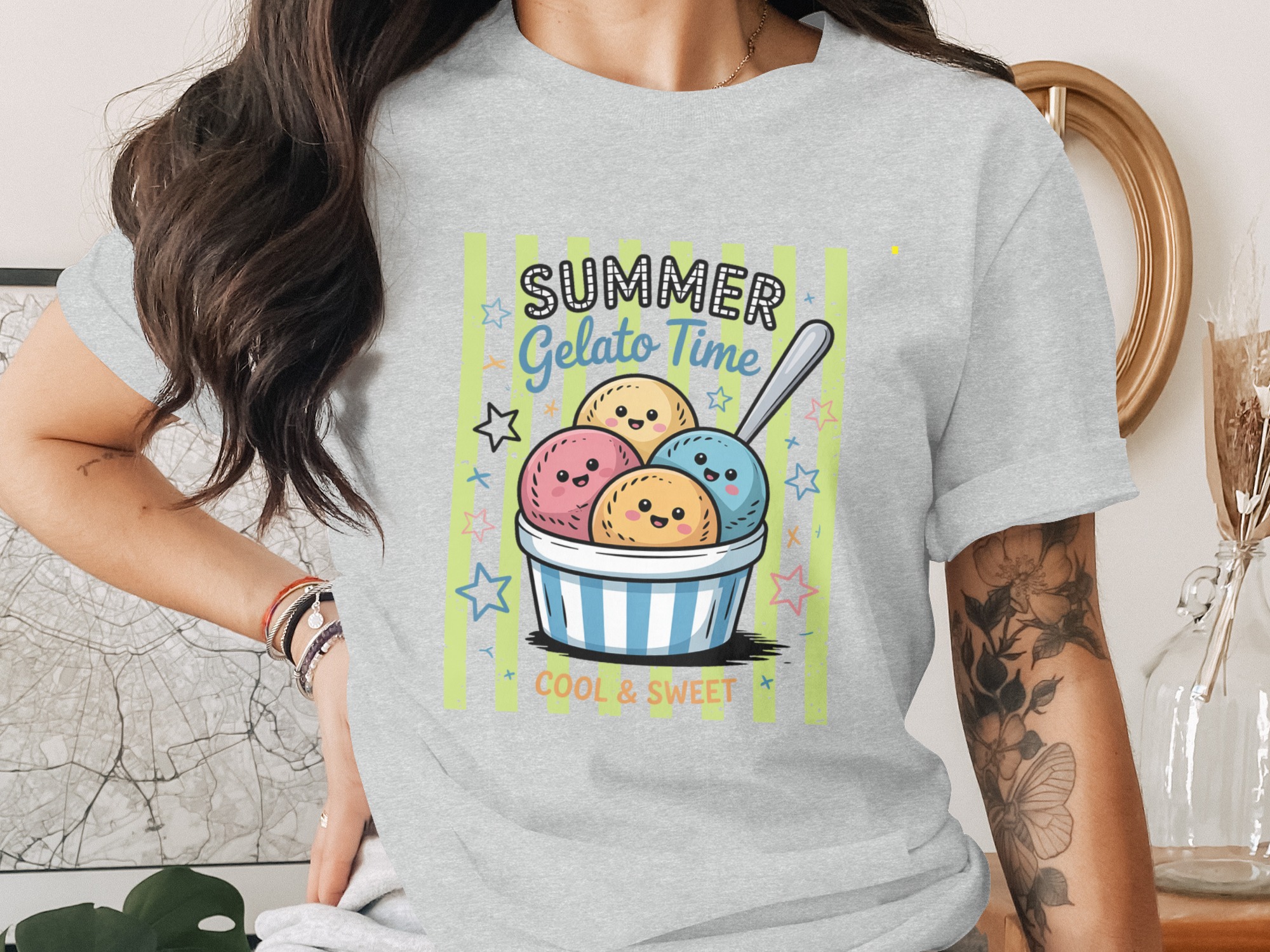Comfort Colors® Summer Gelato Time T-Shirt, Cute Ice Cream Scoop Shirt, Kawaii Dessert Lover Tee, Foodie Vacation Gift, Sweet Apparel - Image 2