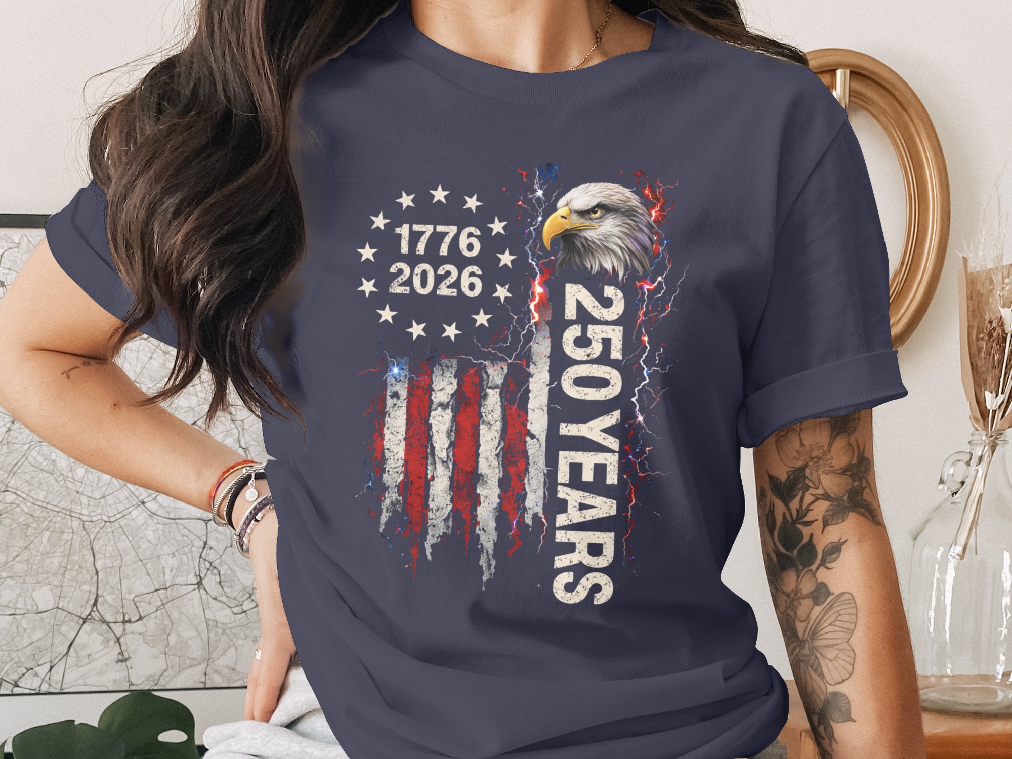 1776 2026 250 Years T-Shirt, Patriotic American Flag Eagle Tee, Distressed USA Independence Day Shirt, Commemorative Bicentennial Plus 50 - Image 2