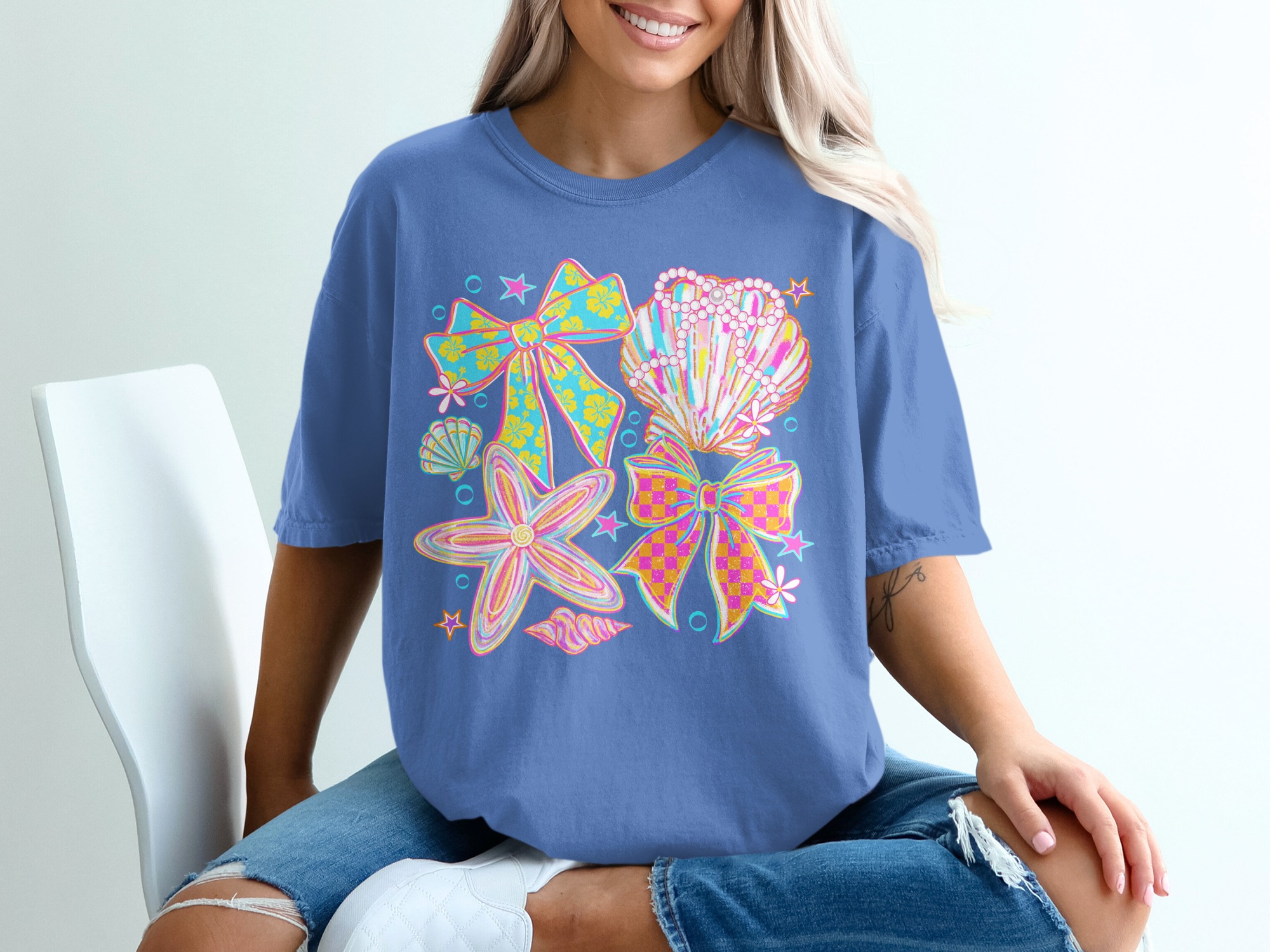 Comfort Colors® Coquette Seashell Bow T-Shirt, Y2K Beachy Aesthetic, Preppy Summer Top, Vacation Girl Tee, Gift for Her - Image 20