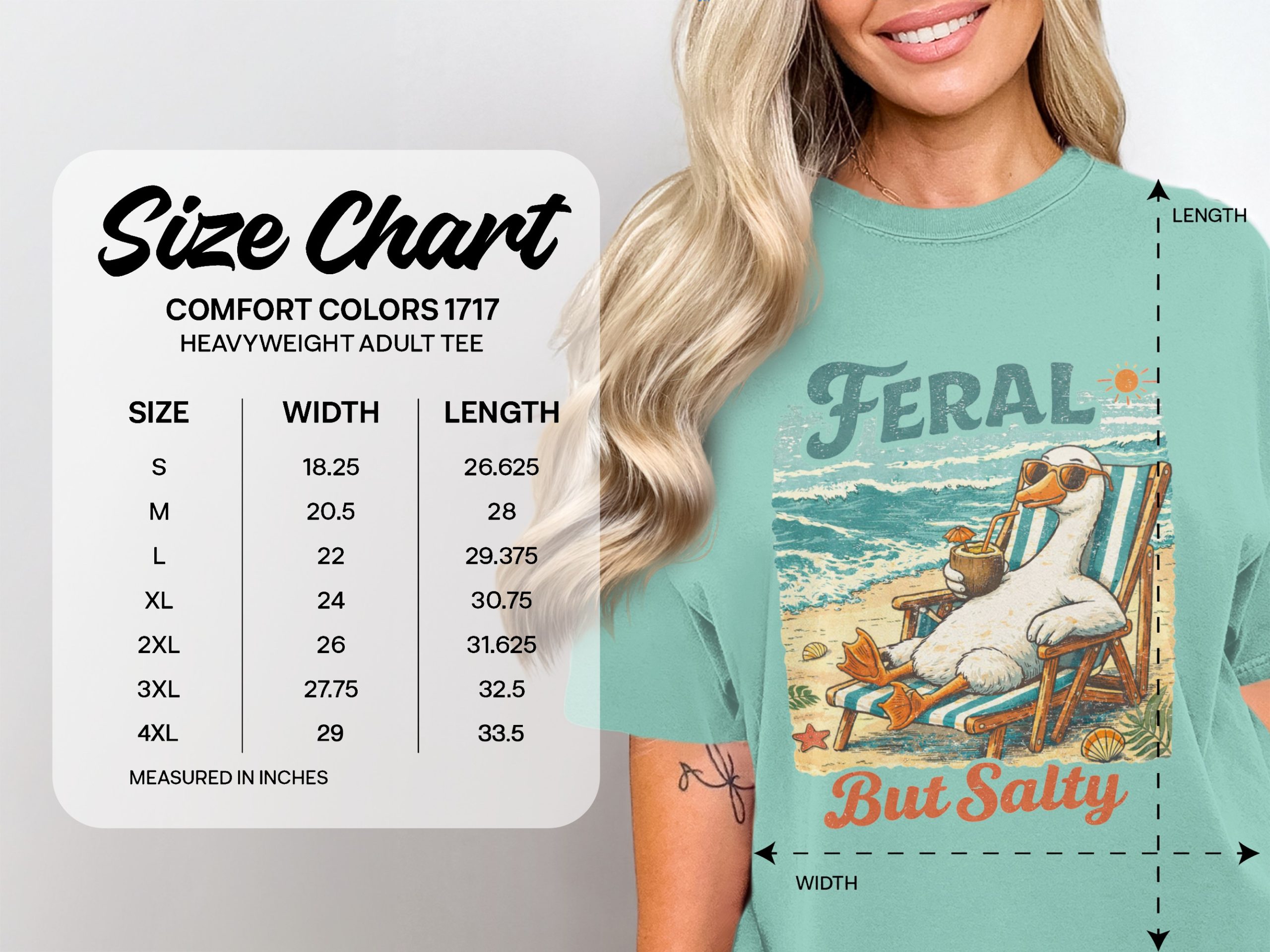 Feral But Salty T-Shirt, Comfort Colors ® Goose Beach Vacation Tee, Funny Summer Ocean Shirt, Sarcastic Animal Gift, Distressed Retro Vibe - Image 4
