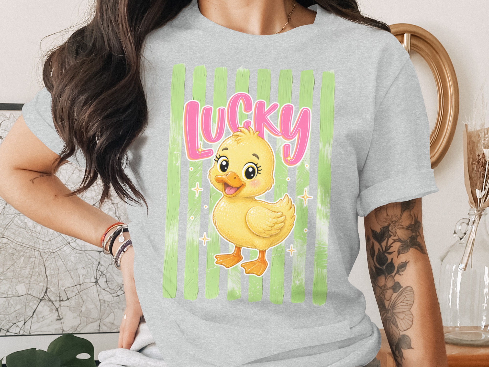 Comfort Colors® Lucky Duck T-Shirt, Cute Easter Duckling Tee, Kawaii Spring Animal Shirt, Whimsical Graphic Top for Her - Image 2