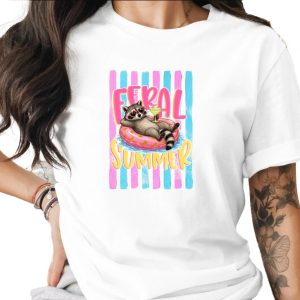 Comfort Colors ® Feral Summer Raccoon T-Shirt, Funny Margarita Raccoon Tee, Summer Vacation Animal Lover Gift, Quirky Beachy Shirt for Her