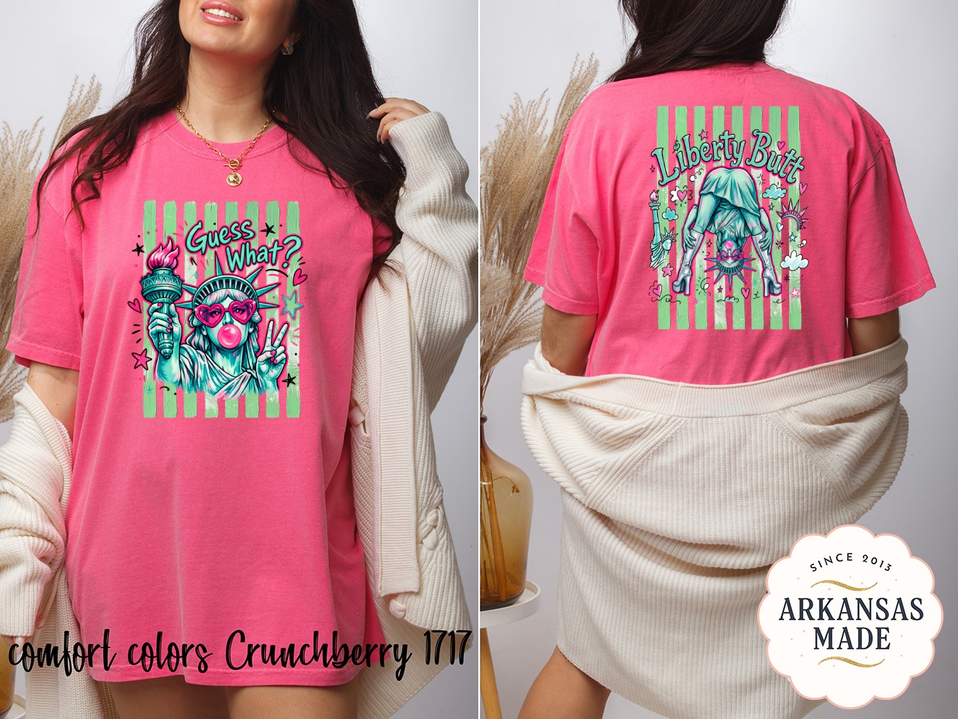 'Guess What?' Pop Art Statue of Liberty Comfort Colors ® T-Shirt, Y2K Bubblegum Liberty Tee, Edgy Patriotic Graphic Tee, Funky Streetwear - Image 4