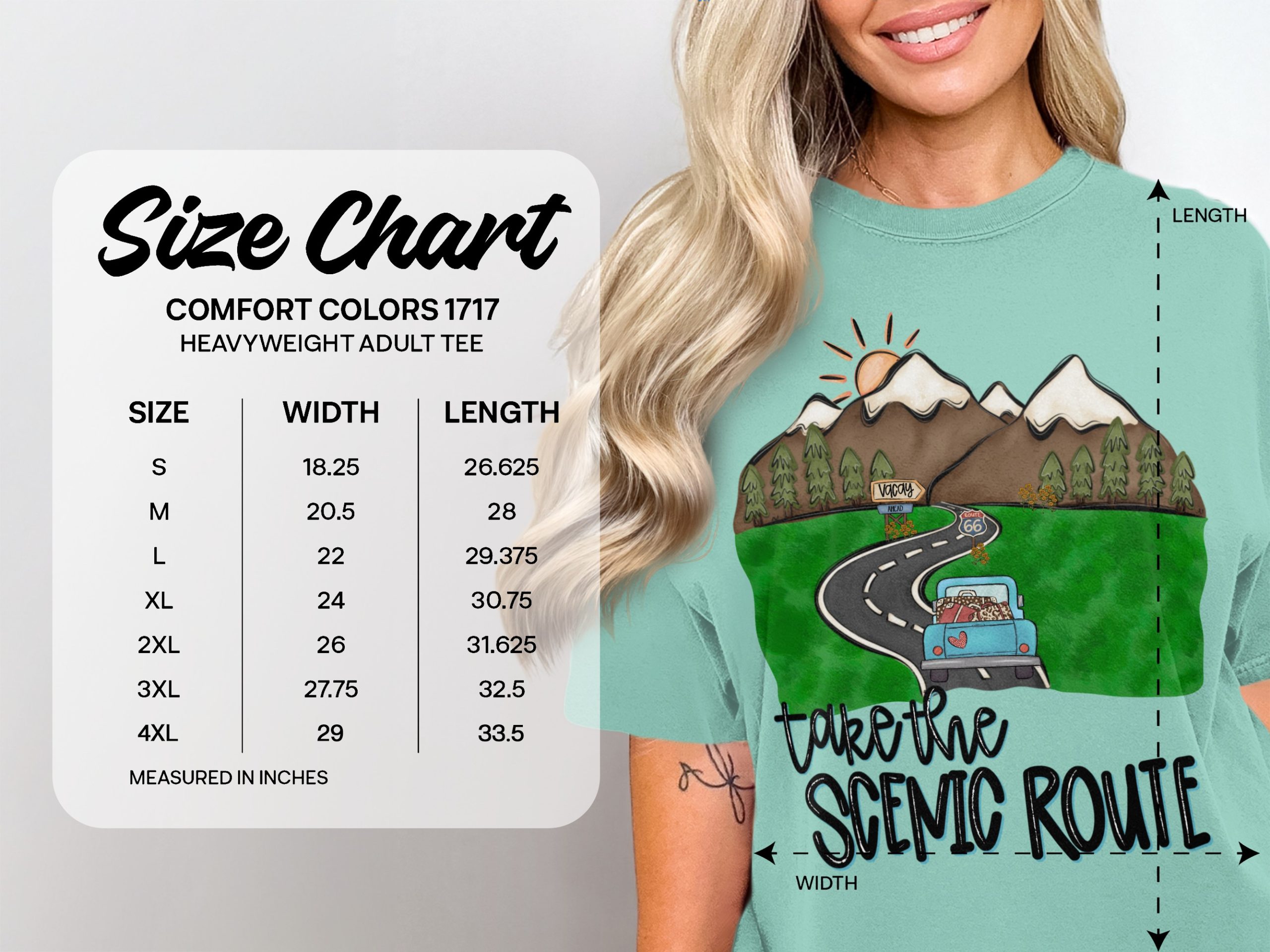 Scenic Route T-Shirt, Road Trip Shirt, Travel Lover Tee, Vacation Shirt, Mountain Adventure Graphic Tee for Women - Image 4