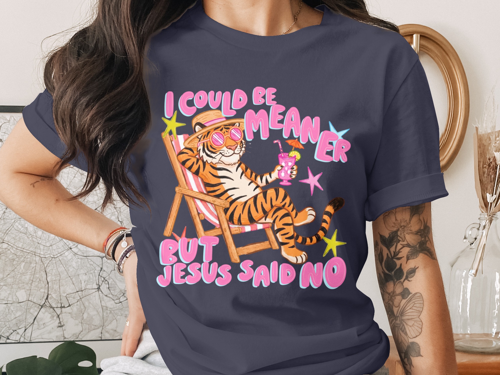Sarcastic Jesus Said No T-Shirt, Funny Christian Meme Tee, Chill Tiger Vacation Shirt, Witty Faith Humor Gift, Bible Quote Tee - Image 3