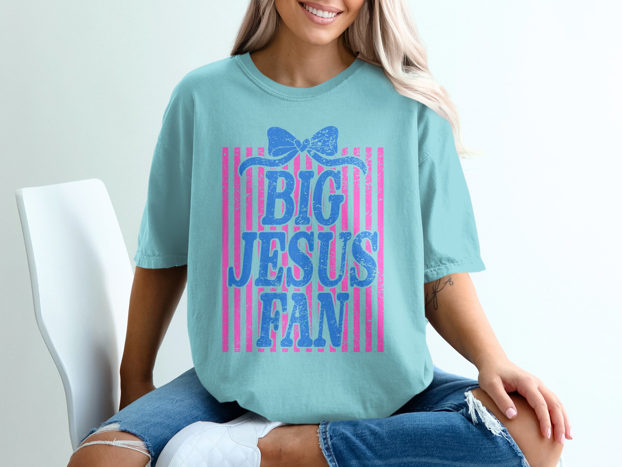 Comfort Colors® Big Jesus Fan T-Shirt, Christian Faith Shirt, Religious Gift for Her, Cute Jesus Tee, Church Outfit, Easter Shirt, Spiritual - Image 19