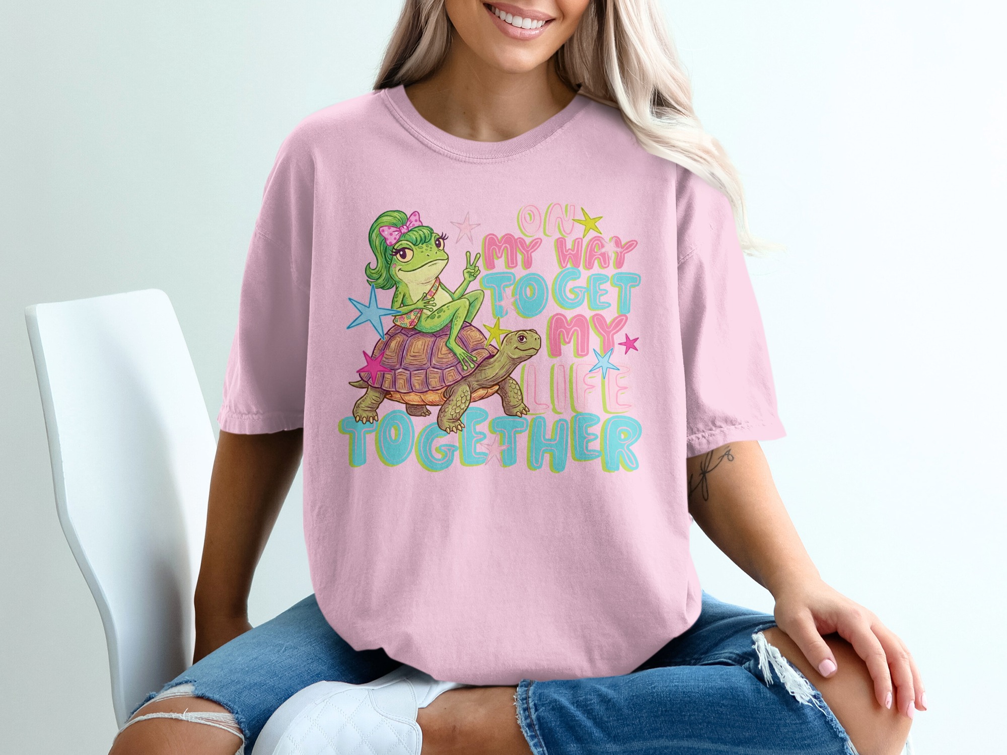 On My Way To Get My Life Together Frog Turtle T-Shirt, Cute Whimsical Meme Shirt, Funny Relatable Animal Tee, Y2K Aesthetic Gift - Image 17