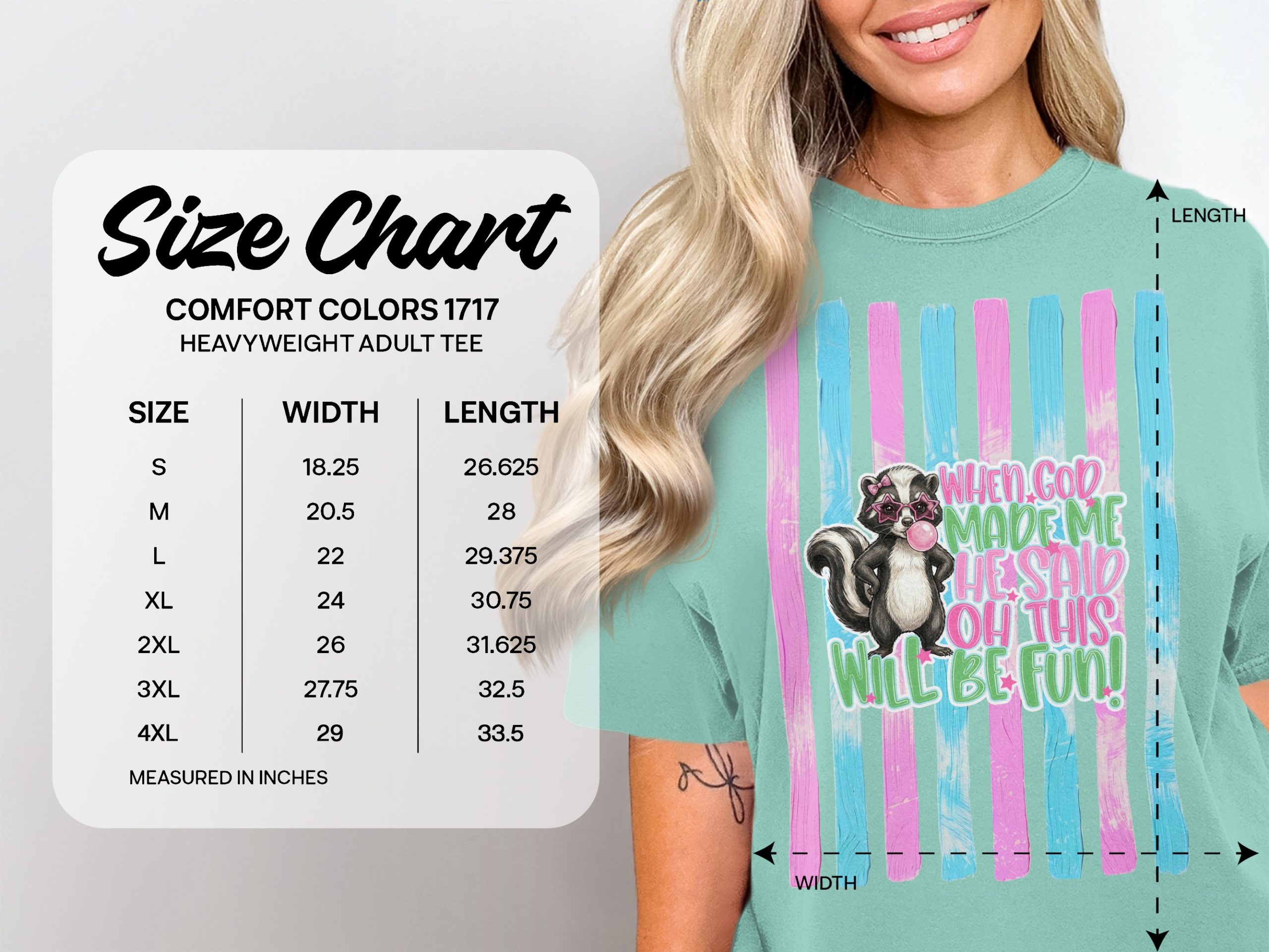 Comfort Colors ® Sassy Skunk T-Shirt, Funny Animal Quote Tee, Bubblegum Star Glasses, Cute Skunk Lover Gift, Whimsical Graphic Shirt - Image 6