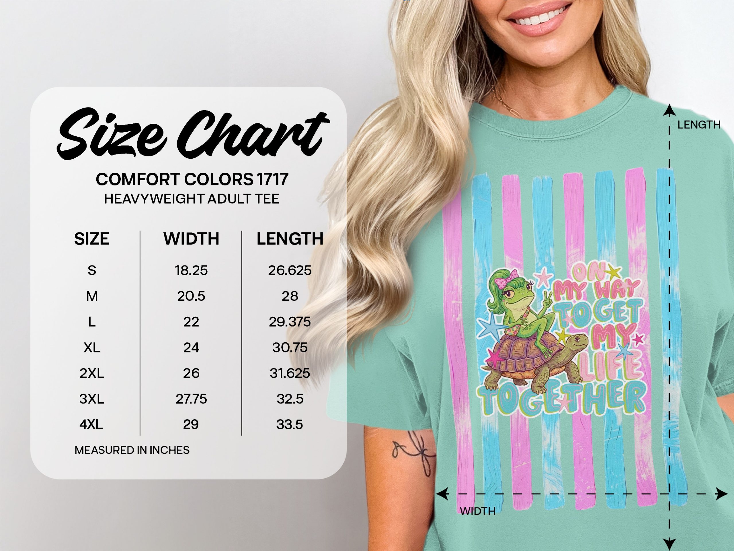 Comfort Colors ® Frog Turtle T-Shirt, On My Way To Get My Life Together Tee, Funny Adulting Shirt, Whimsical Animal Lover Gift, Cute Pastel - Image 6