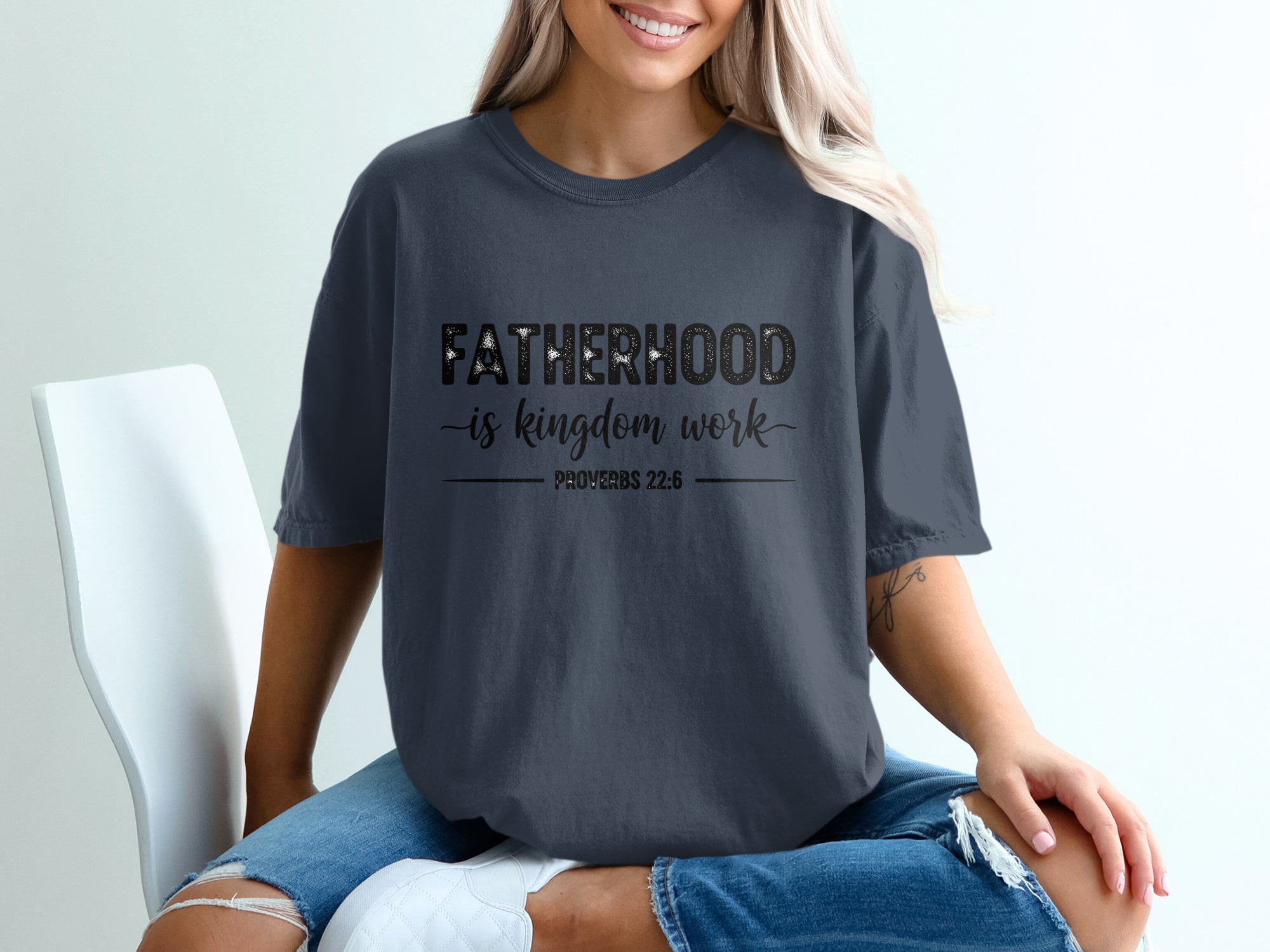 Comfort Colors® Fatherhood is Kingdom Work T-Shirt, Christian Dad Gift, Proverbs 22:6 Scripture Tee, Faith Apparel, Gift for Him, Father's - Image 12