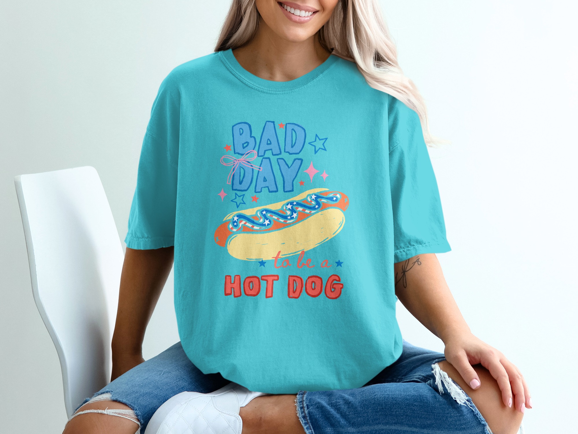 Bad Day To Be A Hot Dog Funny Patriotic T-Shirt, 4th of July Summer BBQ Tee, Humorous Foodie Pun Shirt, Grill Master Gift - Image 9