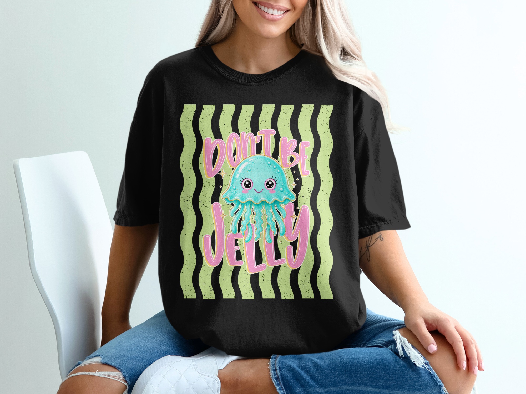 Comfort Colors® Don't Be Jelly T-Shirt, Cute Jellyfish Tee, Funny Ocean Pun Shirt, Summer Vacation Aesthetic, Kawaii Sea Creature Gift - Image 8