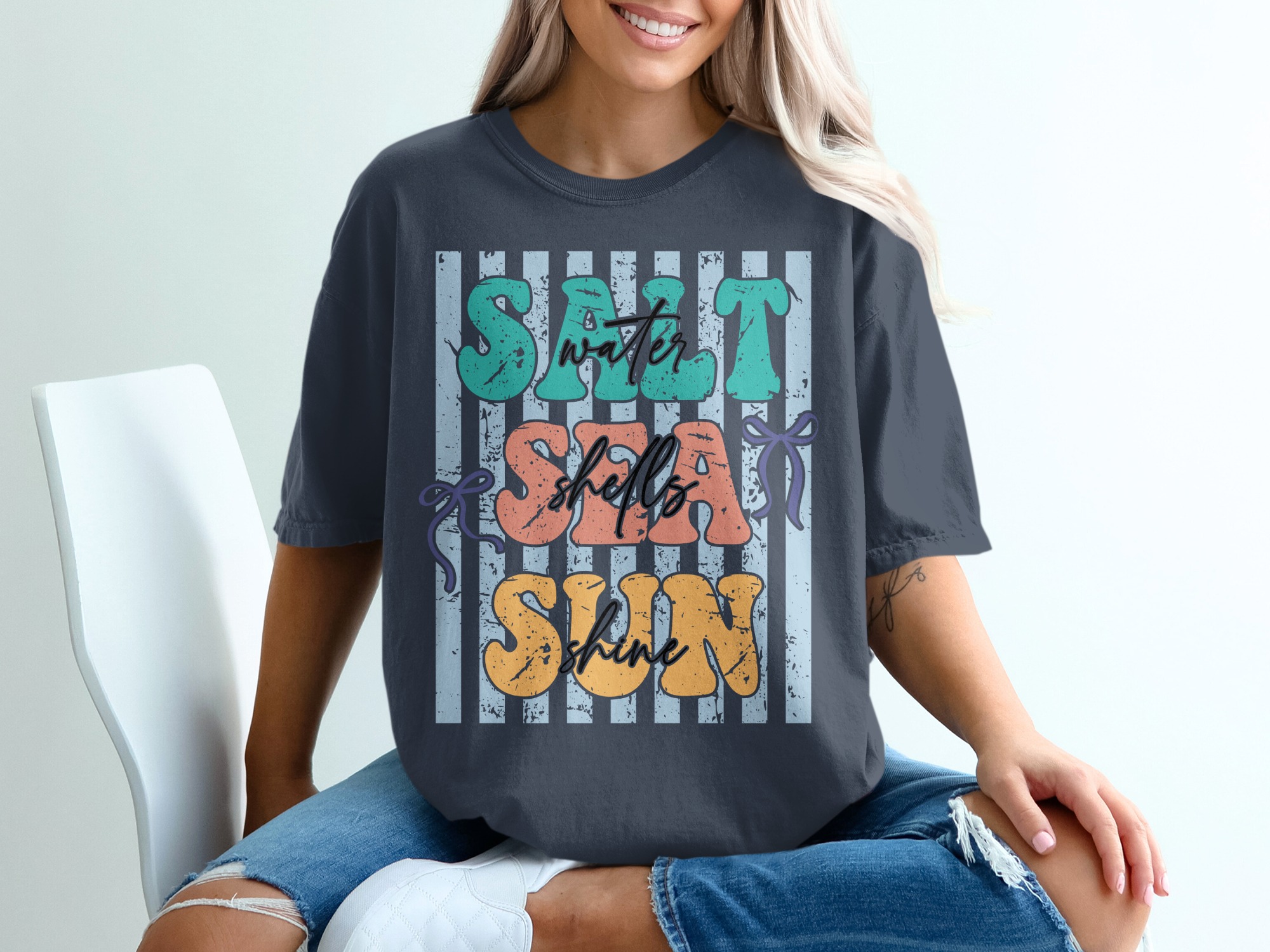 Salt Sea Sun T-Shirt | Beach Lover Tee | Summer Vacation Vibes | Coastal Graphic Shirt for Women | Retro Beachy Top - Image 12
