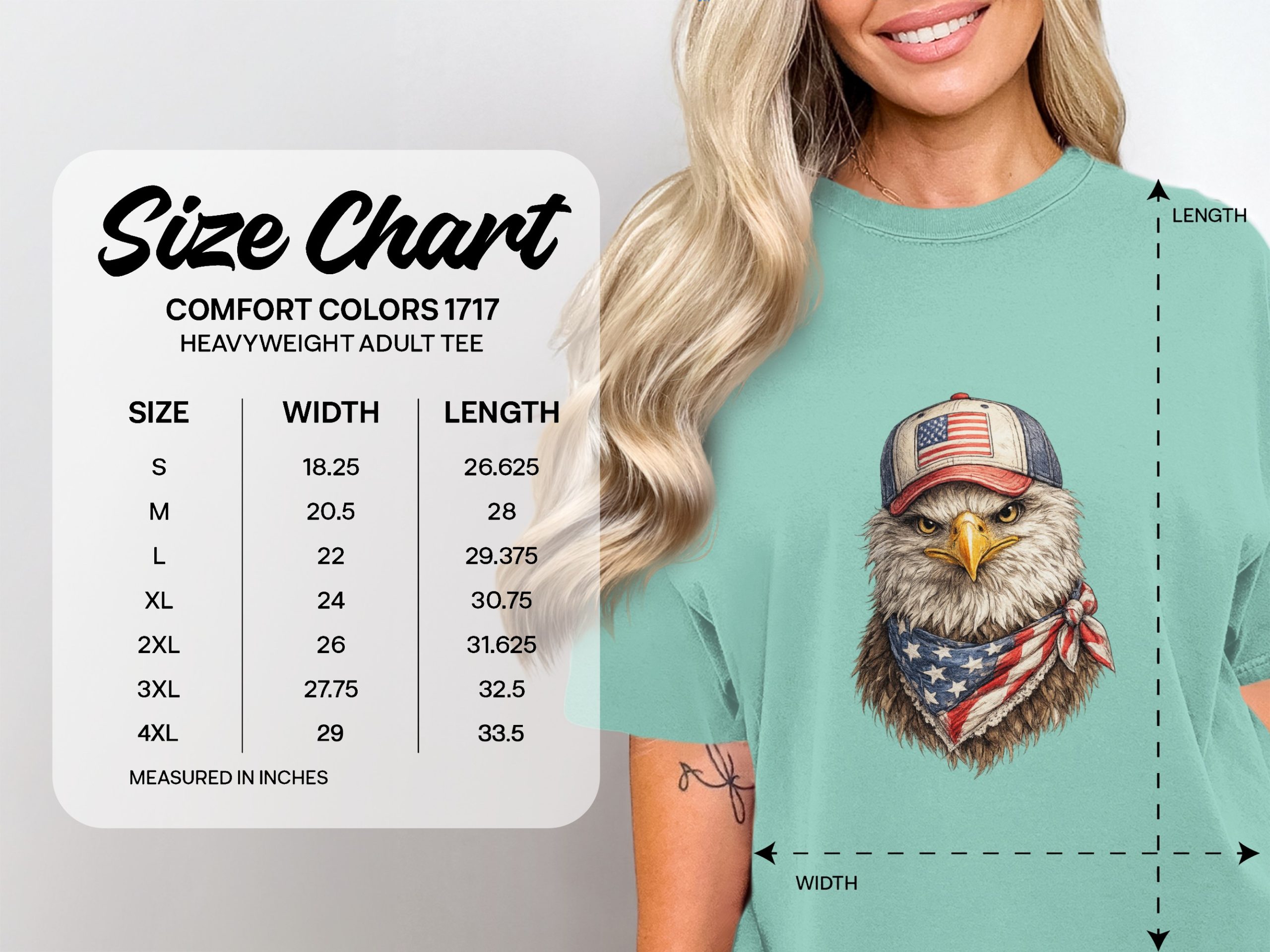 Patriotic Bald Eagle with American Flag Cap T-Shirt - Image 4