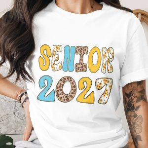 Senior 2027 PNG Digital Download Class of 2027 Graduation Sublimation Design, Sunflower Leopard Print Gold Glitter File
