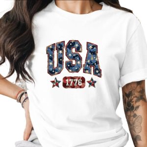 Patriotic USA 1776 T-Shirt, Distressed American Flag Tee, Vintage Americana Style Fourth of July Shirt, Independence Day Gift
