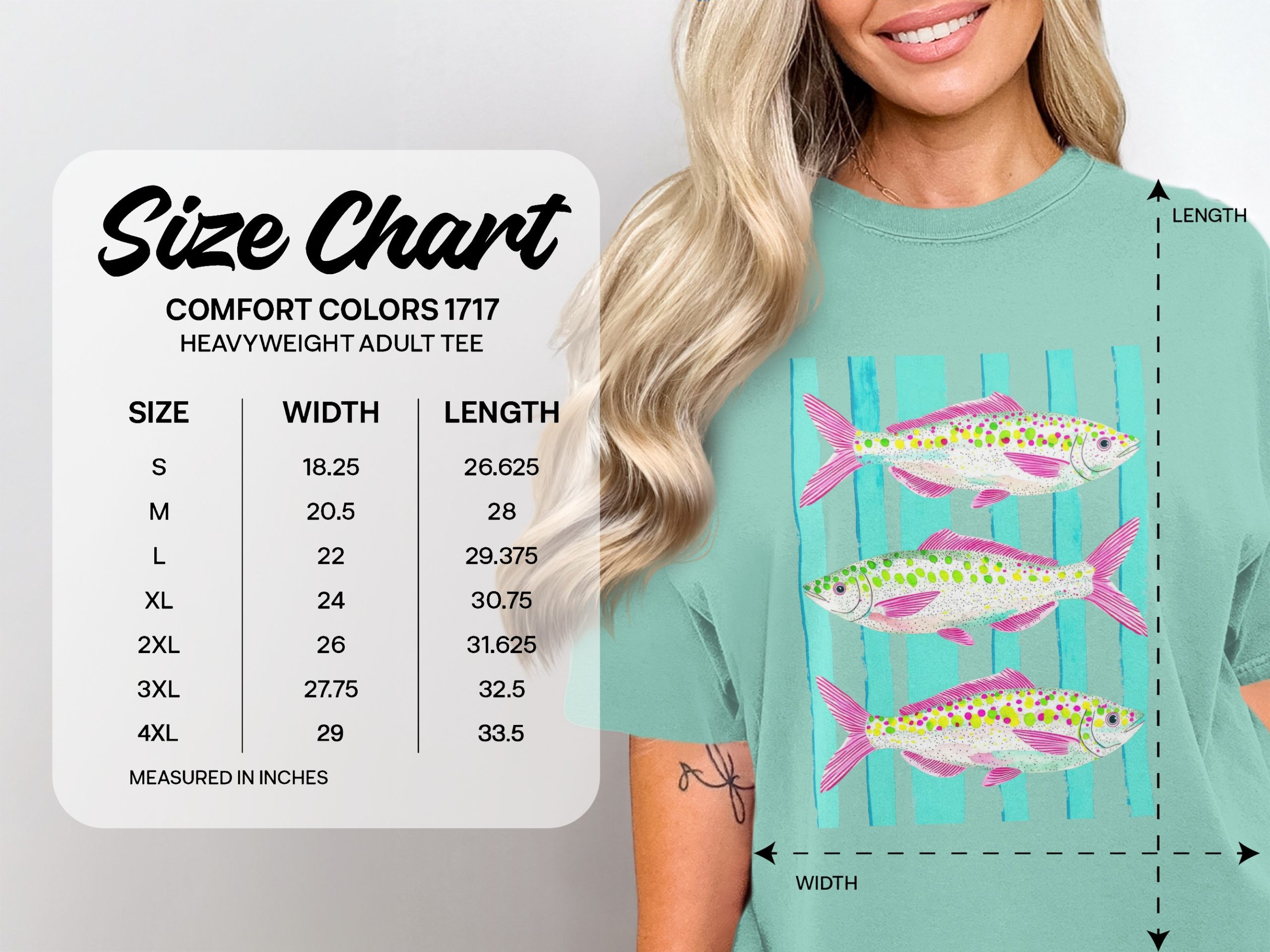 Vibrant Fish Art T-Shirt, Comfort Colors ® Colorful Ocean Life Beach Tee, Unique Summer Vacation Graphic, Coastal Style Gift for Her - Image 4